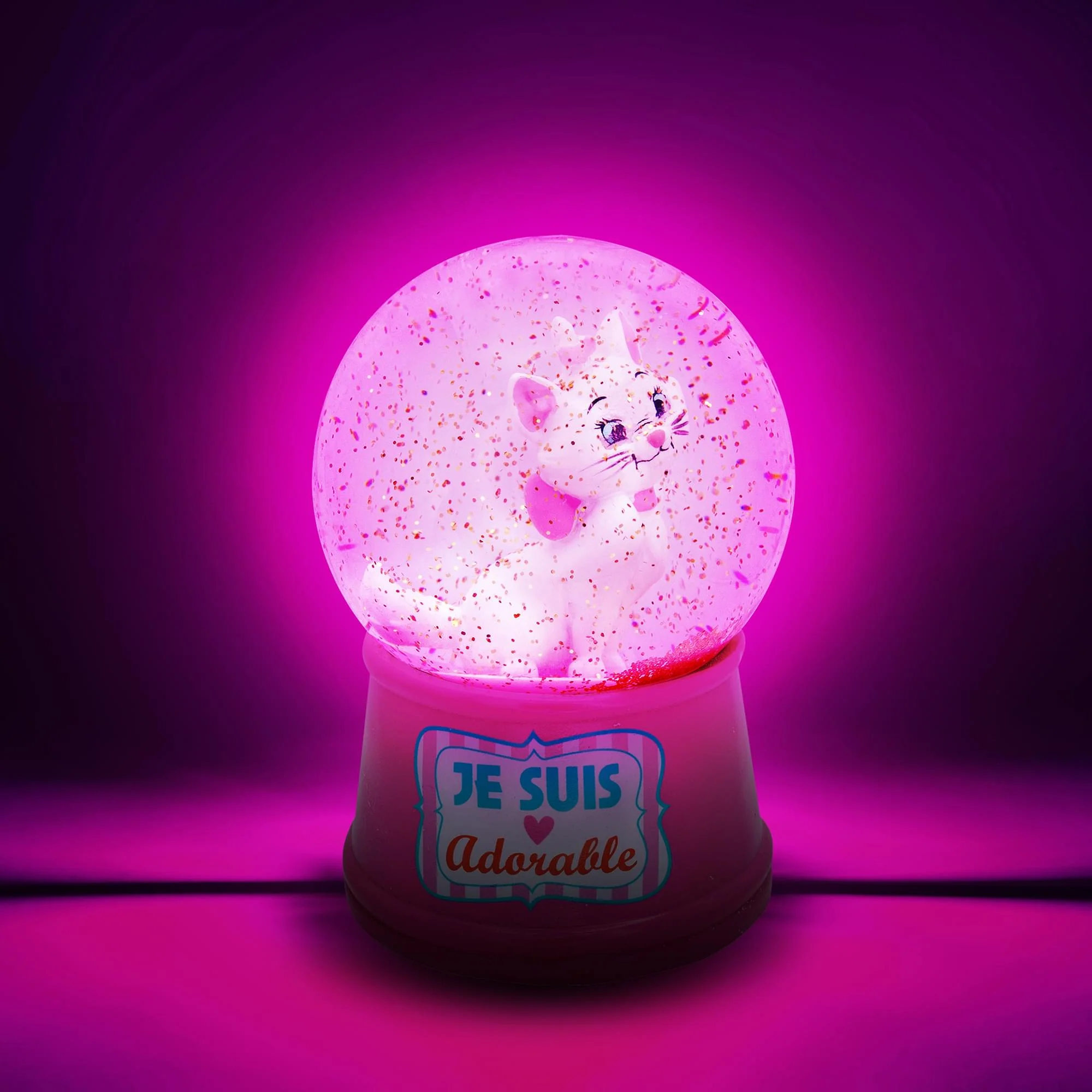 Disney Aristocats Marie "Je Suis Adorable" Light-Up Snow Globe | 6 Inches Tall - Image 2
