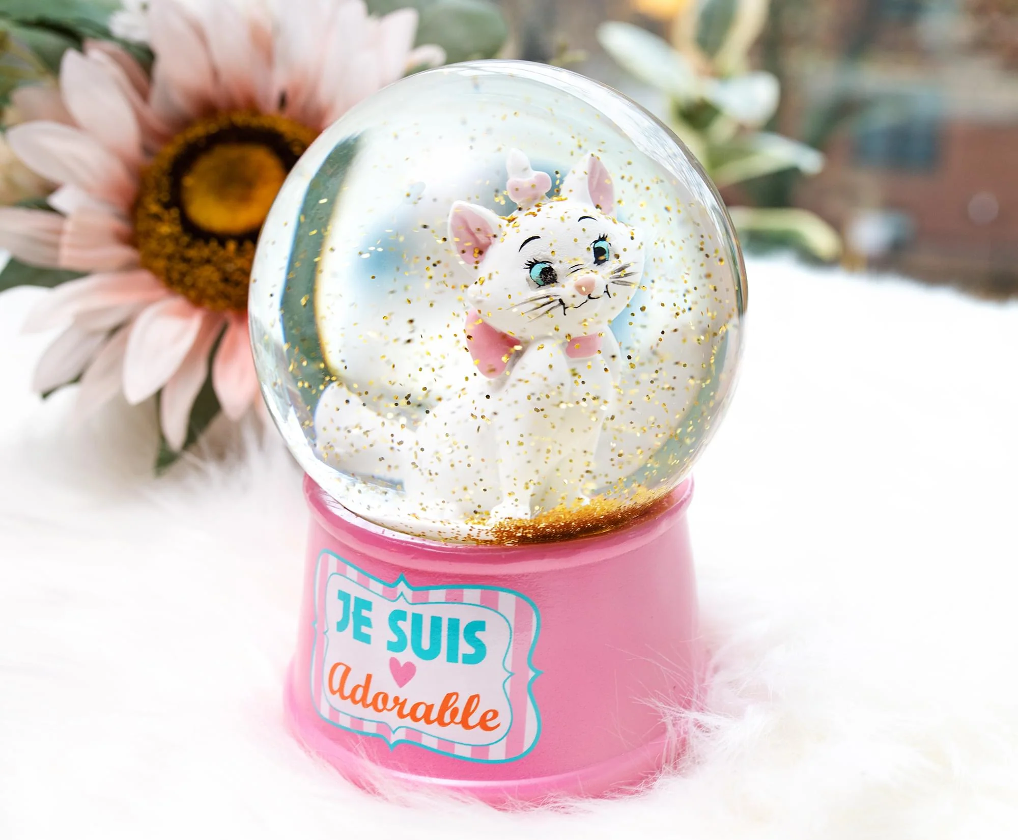 Disney Aristocats Marie "Je Suis Adorable" Light-Up Snow Globe | 6 Inches Tall - Image 4