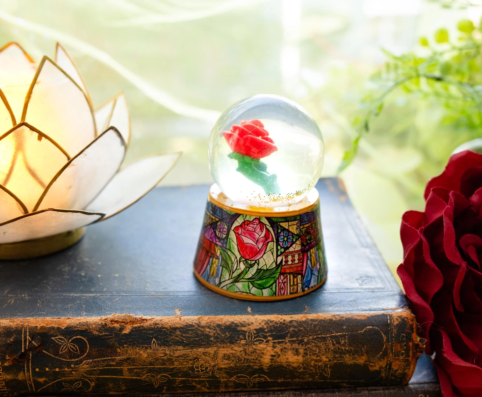 Disney Beauty and the Beast Mini Light-Up Snow Globe | 3 Inches Tall - Image 4