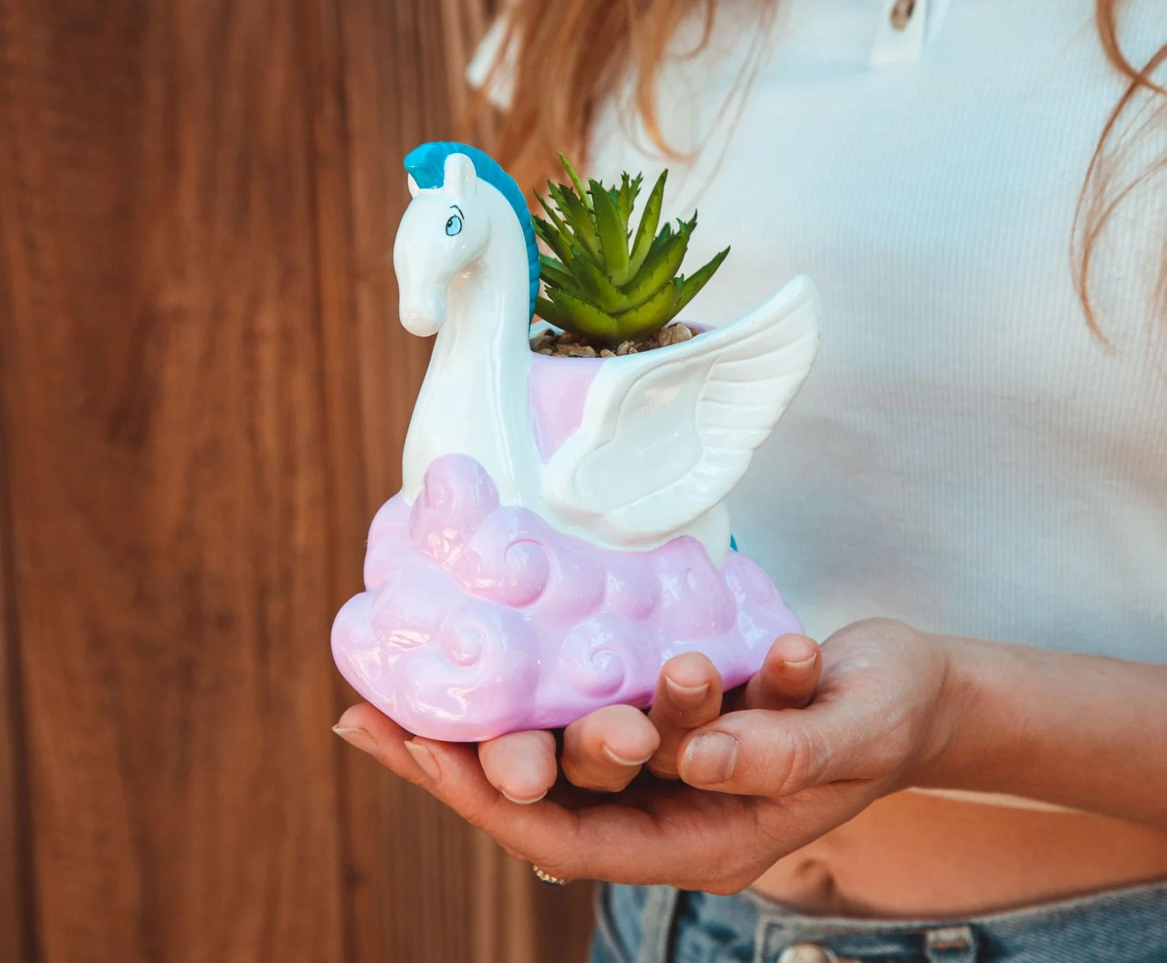 Disney Hercules Pegasus 3-Inch Ceramic Mini Planter With Artificial Succulent - Image 3