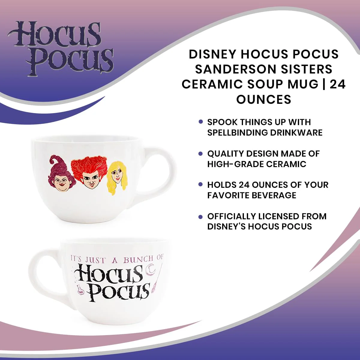 Disney Hocus Pocus Sanderson Sisters Ceramic Soup Mug | 24 Ounces - Image 7