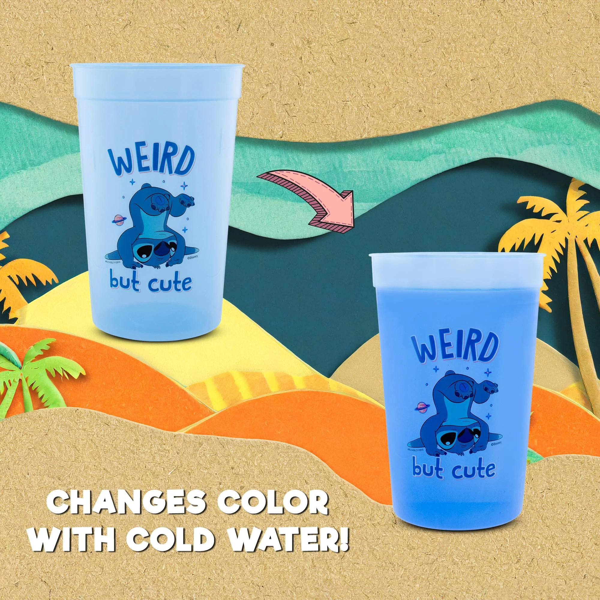 Disney Lilo & Stitch 4-Piece Color-Change Plastic Cup Set | Each Holds 15 Ounces - Image 2