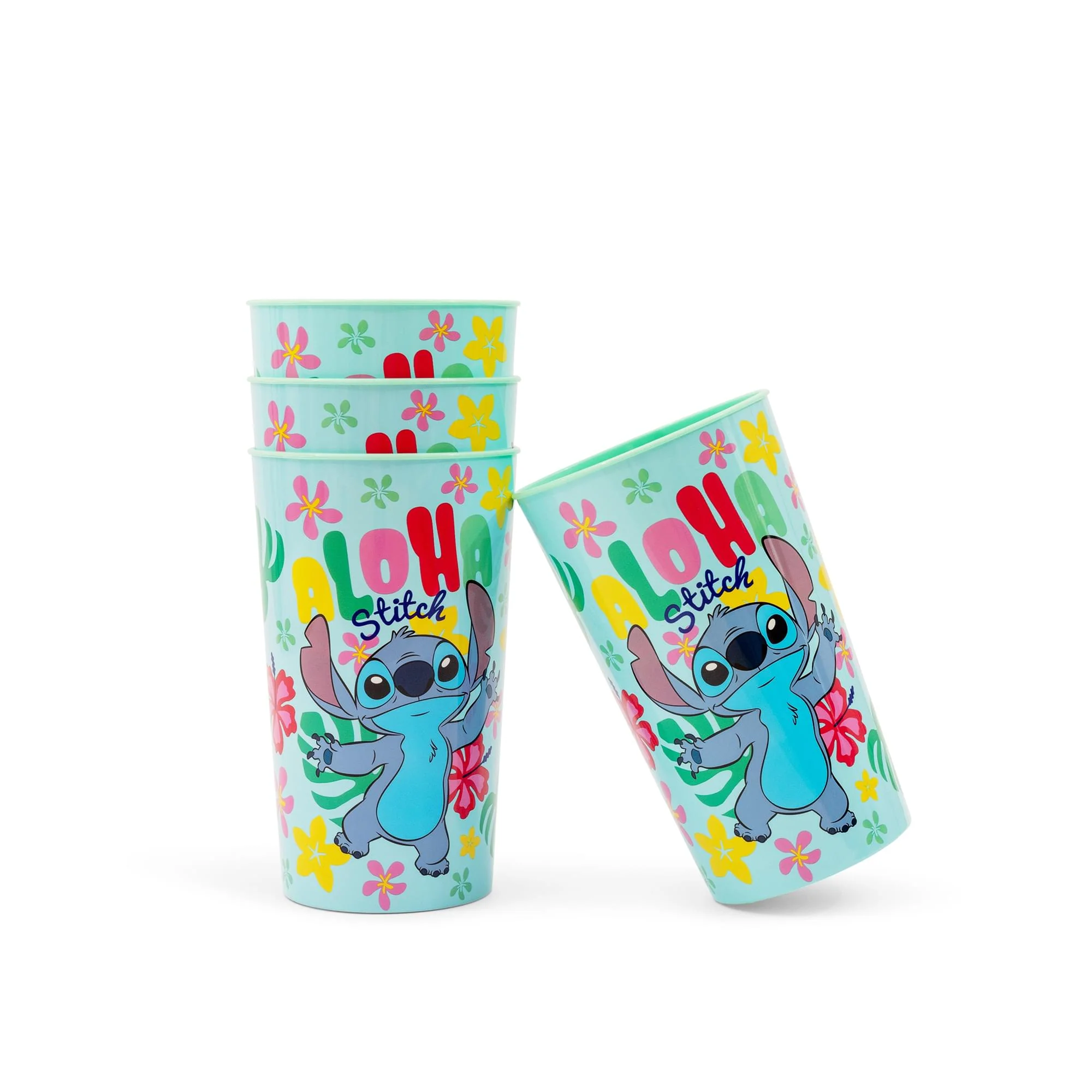 Disney Lilo & Stitch "Aloha" 4-Piece Plastic Cup Set | Each Holds 22 Ounces - Image 2