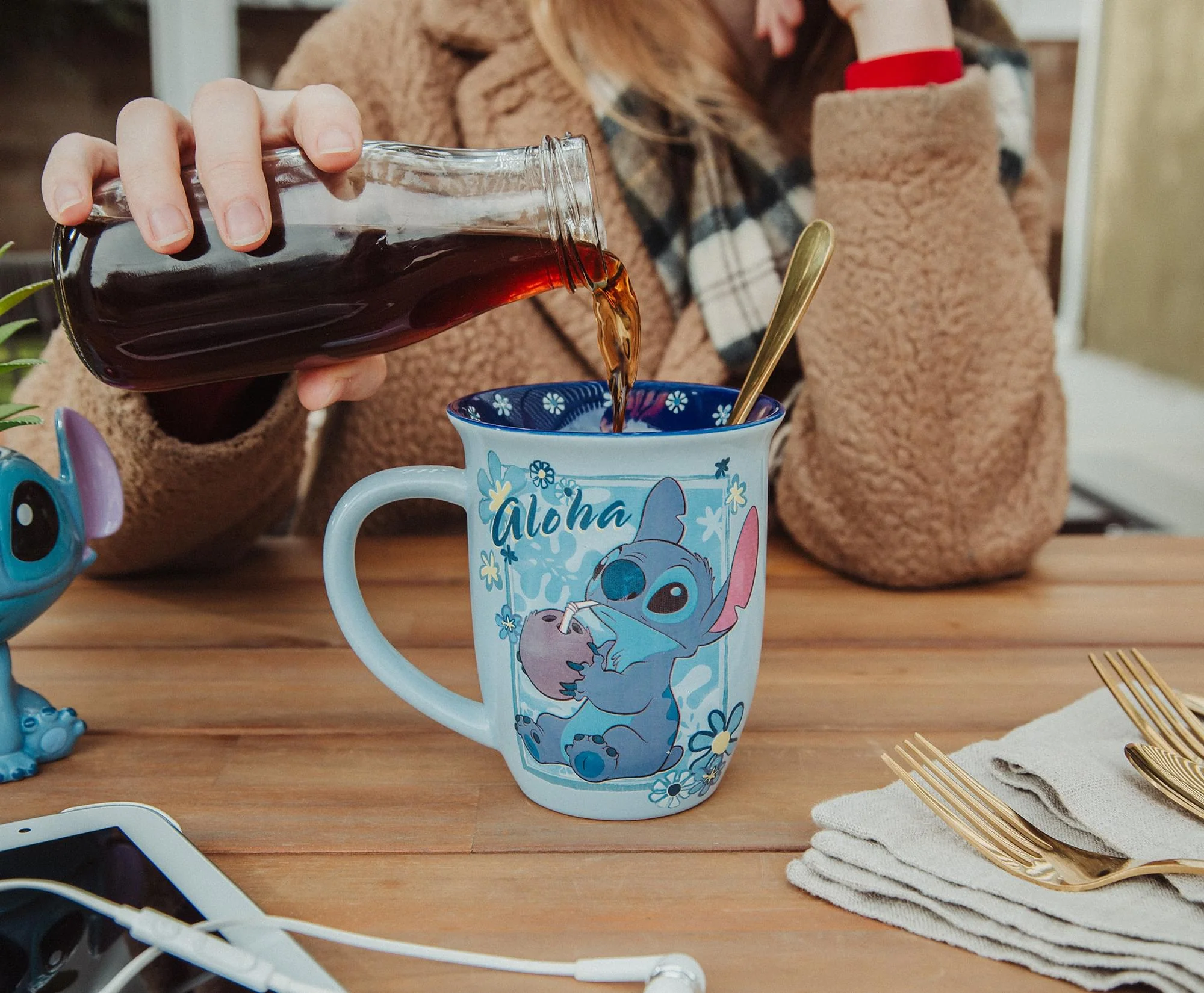 Disney Lilo & Stitch "Aloha" Wide Rim Ceramic Latte Mug | Holds 16 Ounces - Image 6