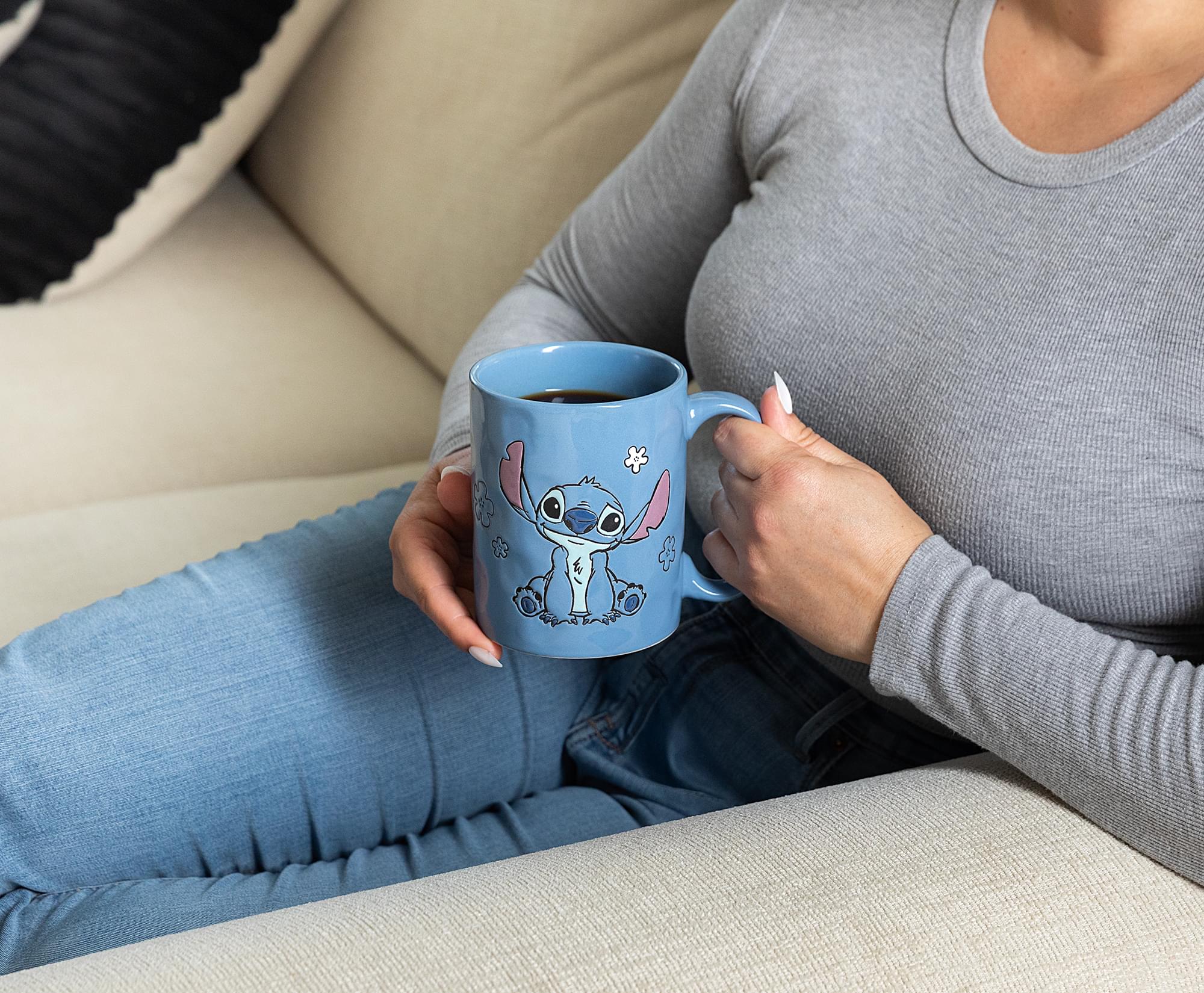 Disney Lilo & Stitch Blue Wax-Resist Ceramic Pottery Mug | Holds 17 Ounces - Image 9
