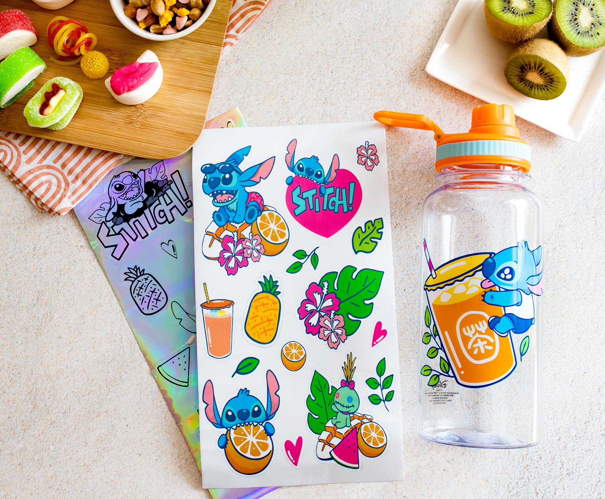 Disney Lilo & Stitch Bubble Tea Plastic Water Bottle and Decal Sticker Set - Image 3