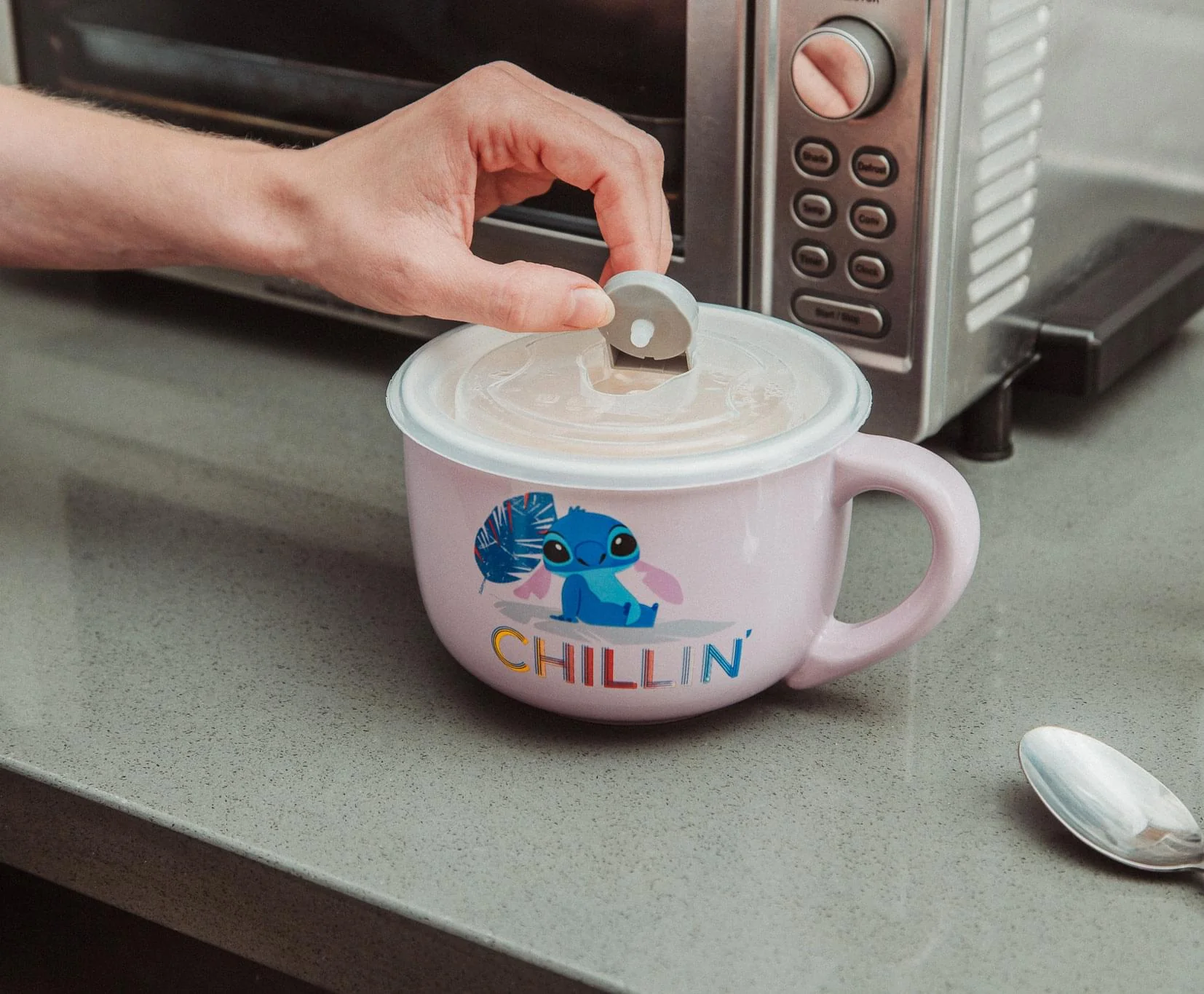 Disney Lilo & Stitch "Chillin" Ceramic Soup Mug With Vented Lid | Holds 24 Ounces - Image 5