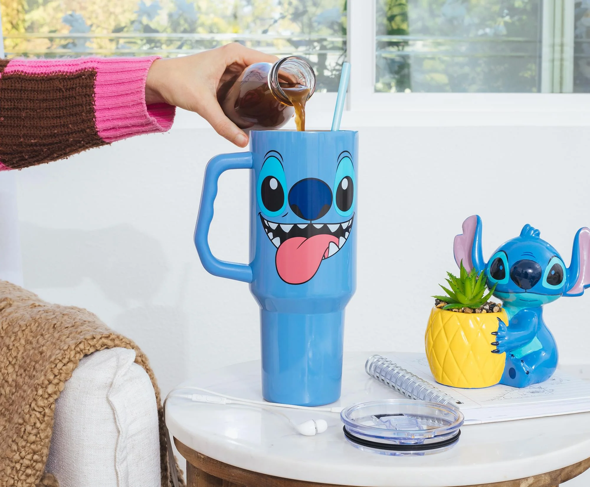 Disney Lilo & Stitch Face Stainless Steel Tumbler With Handle | Holds 40 Ounces - Image 6