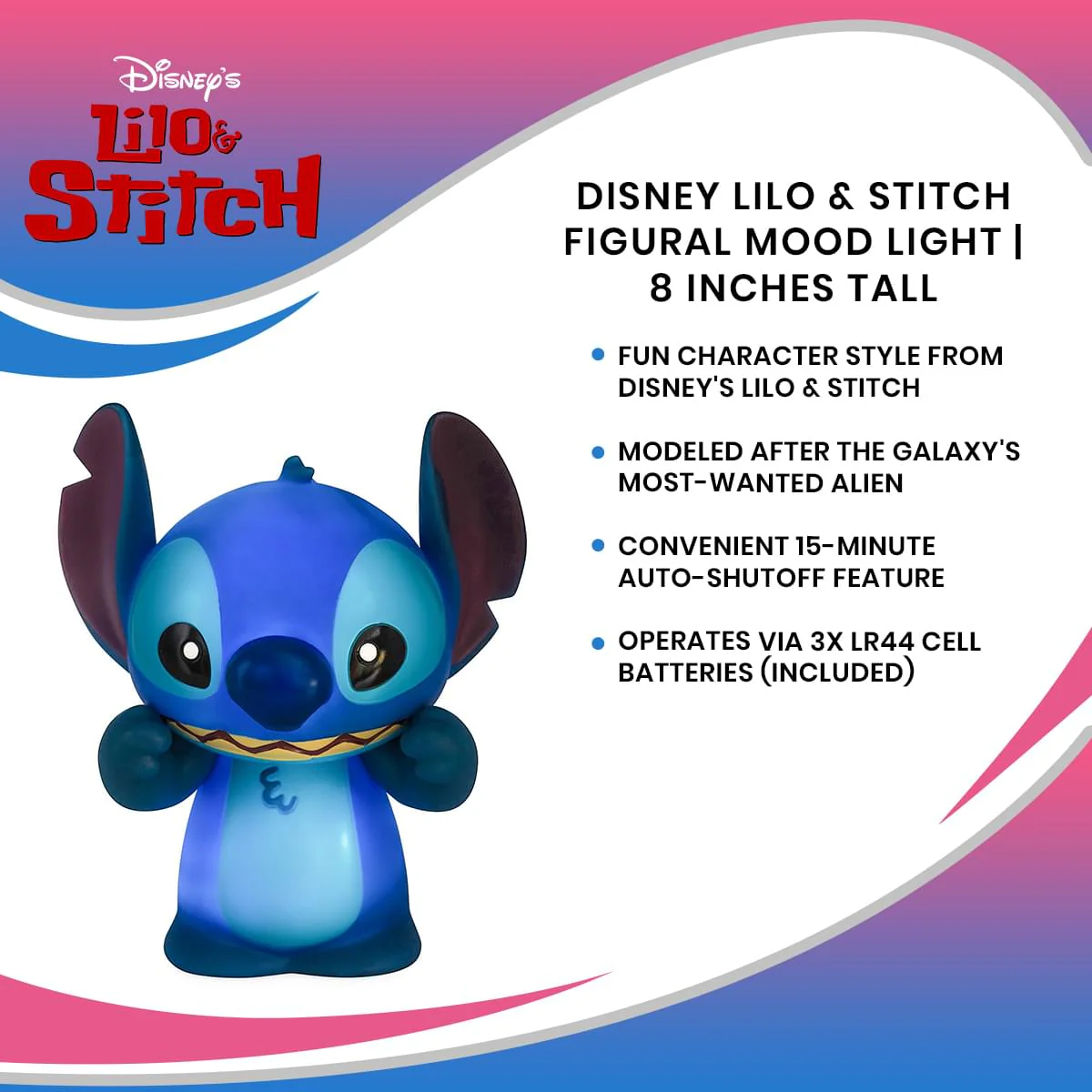 Disney Lilo & Stitch Figural Mood Light | 8 Inches Tall - Image 7