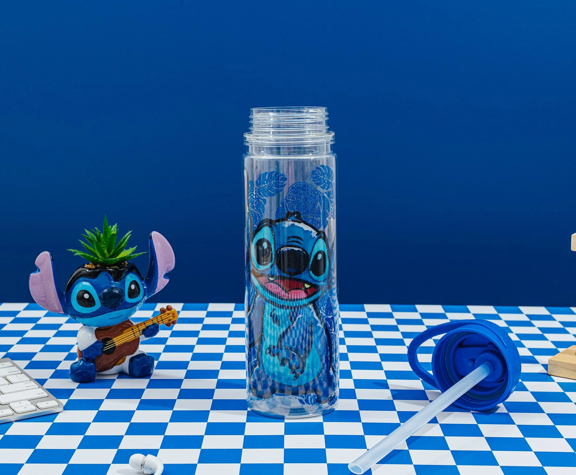 Disney Lilo & Stitch Floral Glitter Plastic Water Bottle | Holds 18 Ounces - Image 6