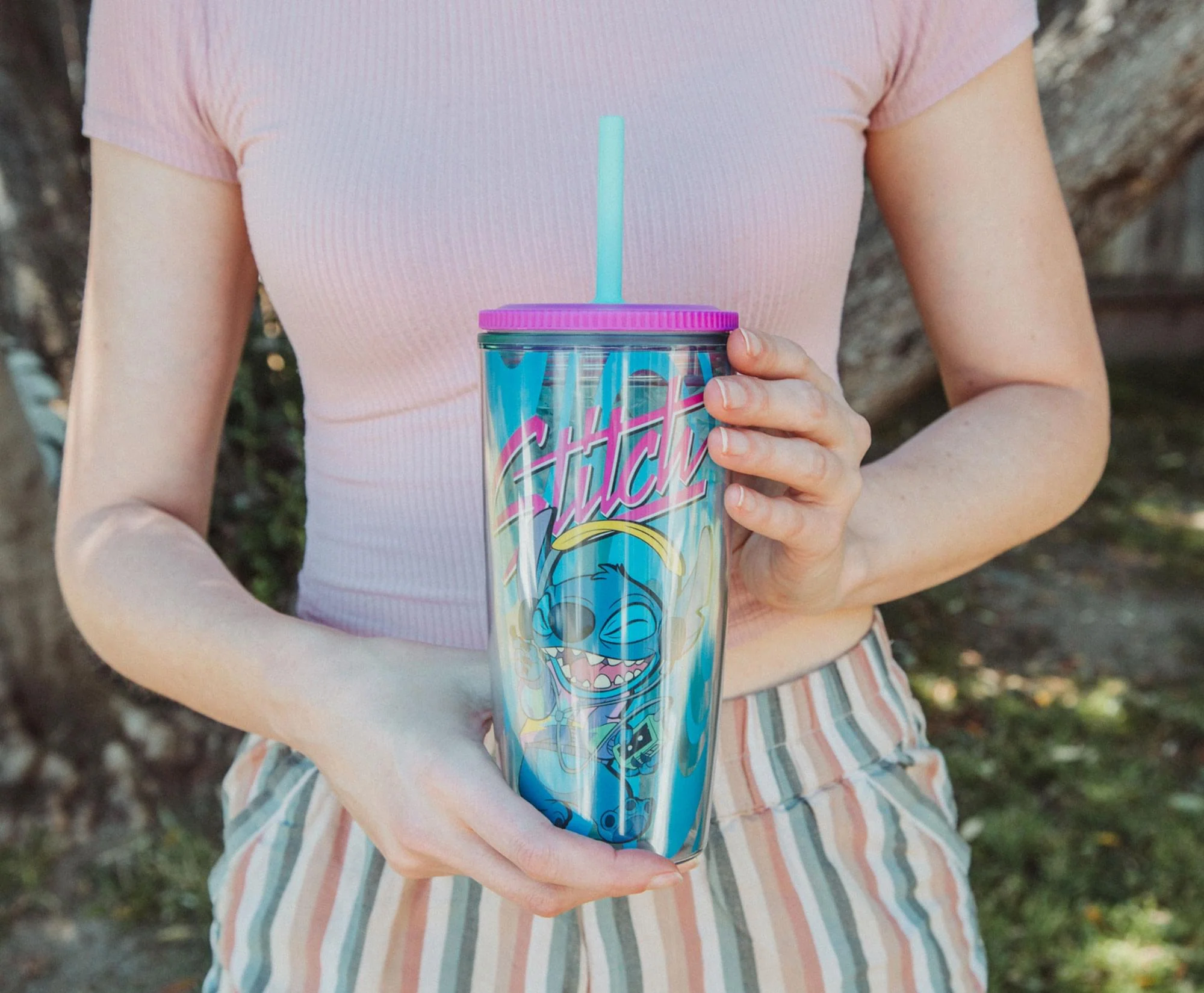 Disney Lilo & Stitch Jamming Plastic Tumbler With Lid and Straw | Hold 20 Ounces - Image 4