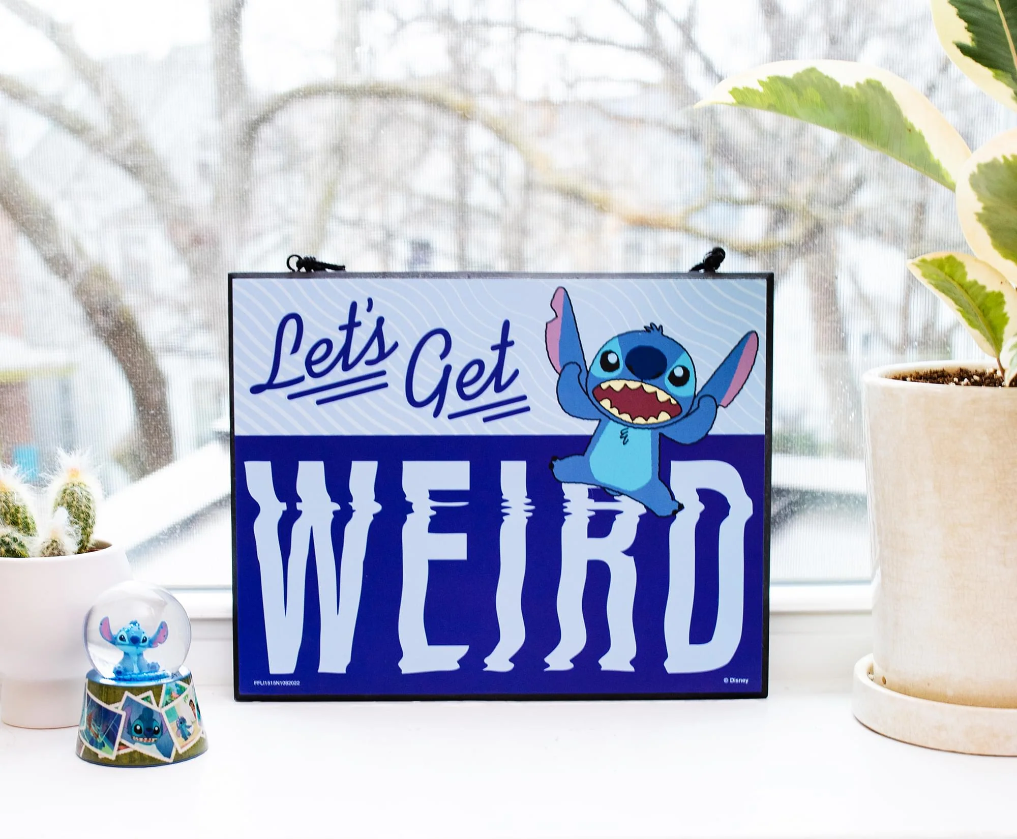 Disney Lilo & Stitch "Let's Get Weird" Reversible Hanging Sign Wall Art - Image 6