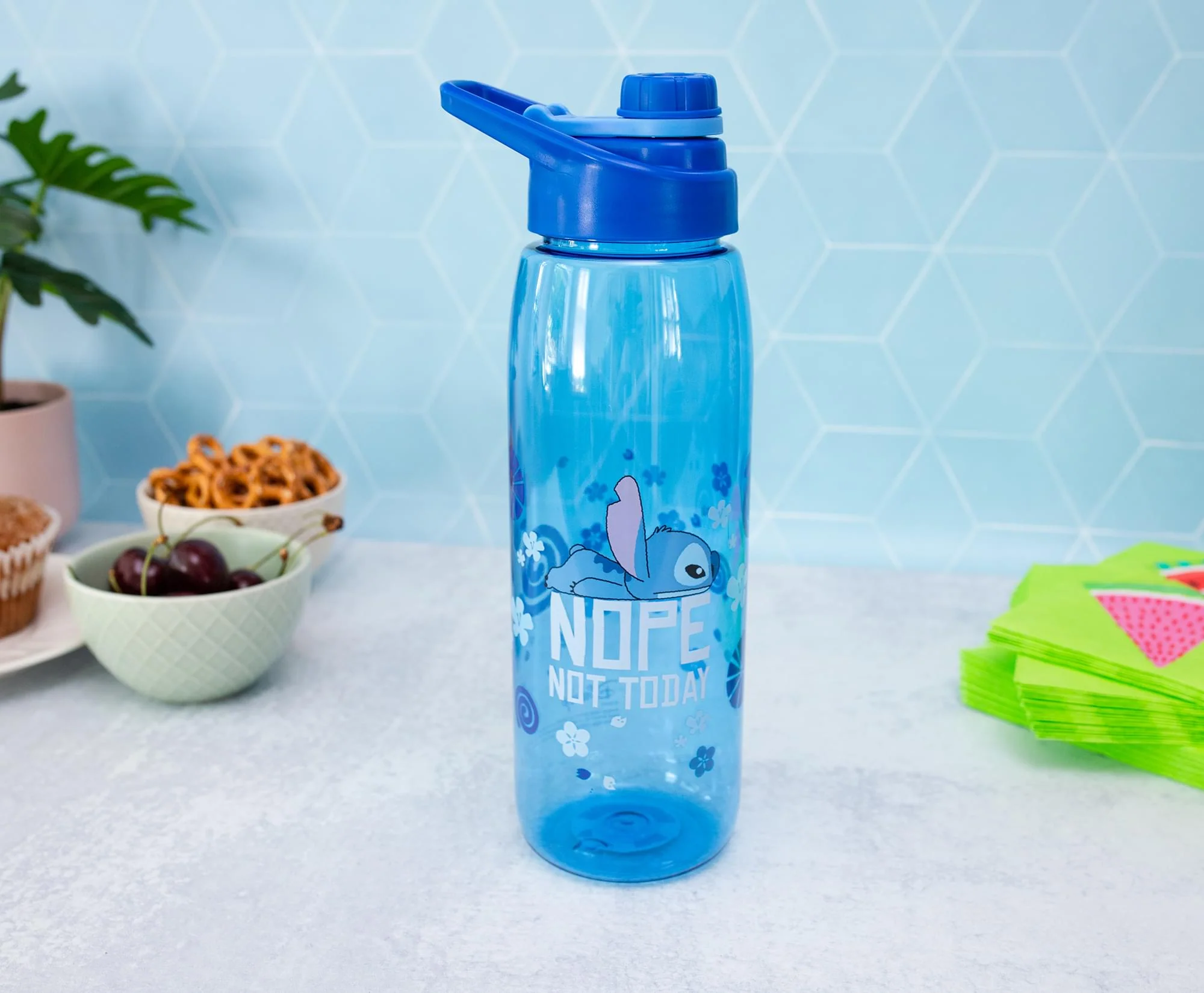 Disney Lilo & Stitch "Not Today" Water Bottle with Lid | Holds 28 Ounces - Image 4