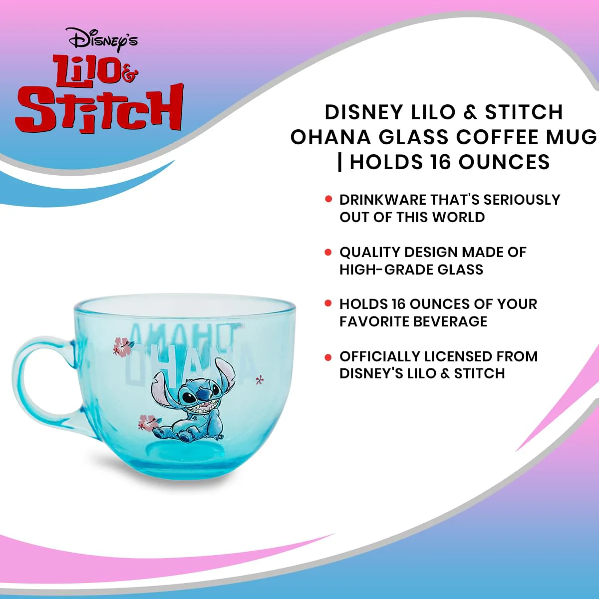 Disney Lilo & Stitch Ohana Glass Coffee Mug | Holds 16 Ounces - Image 7
