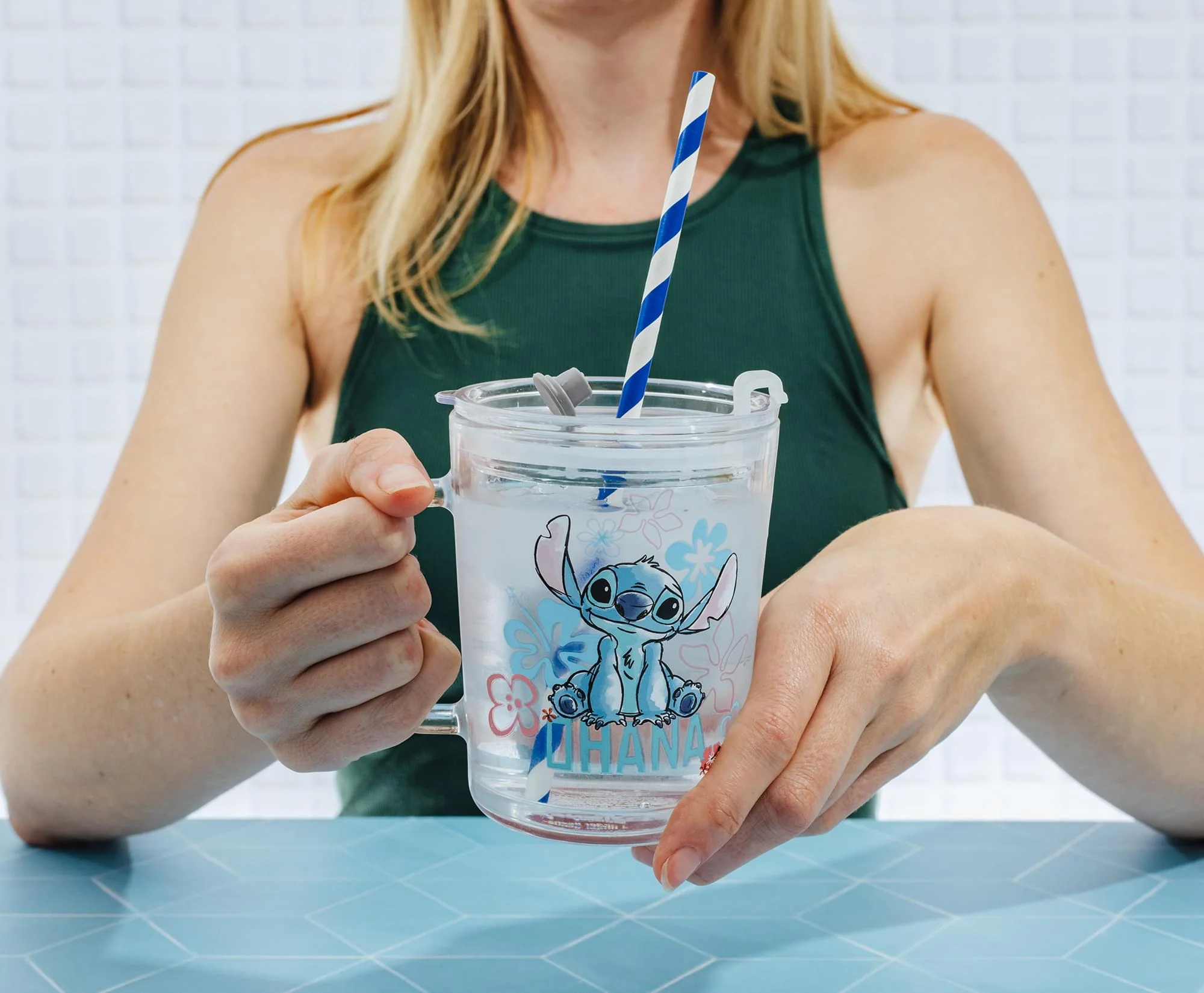 Disney Lilo & Stitch "Ohana" Glass Mug With Lid | Holds 14 Ounces - Image 9
