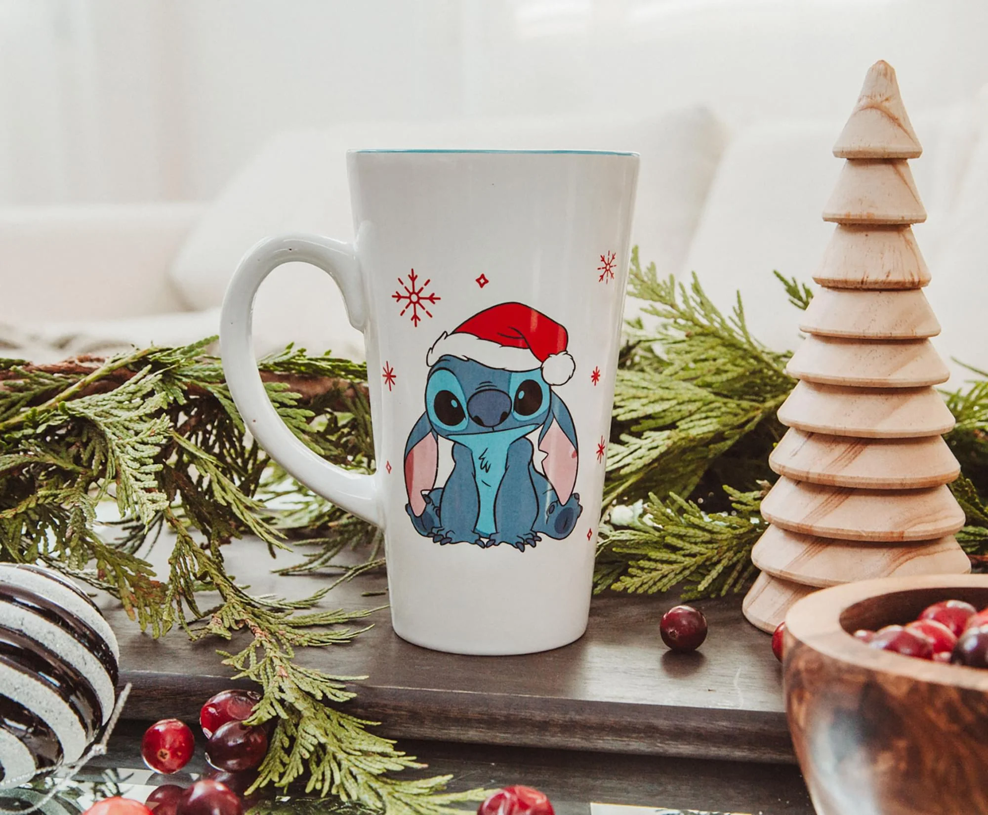 Disney Lilo & Stitch Santa Hat Ceramic Latte Mug | Holds 16 Ounces - Image 2