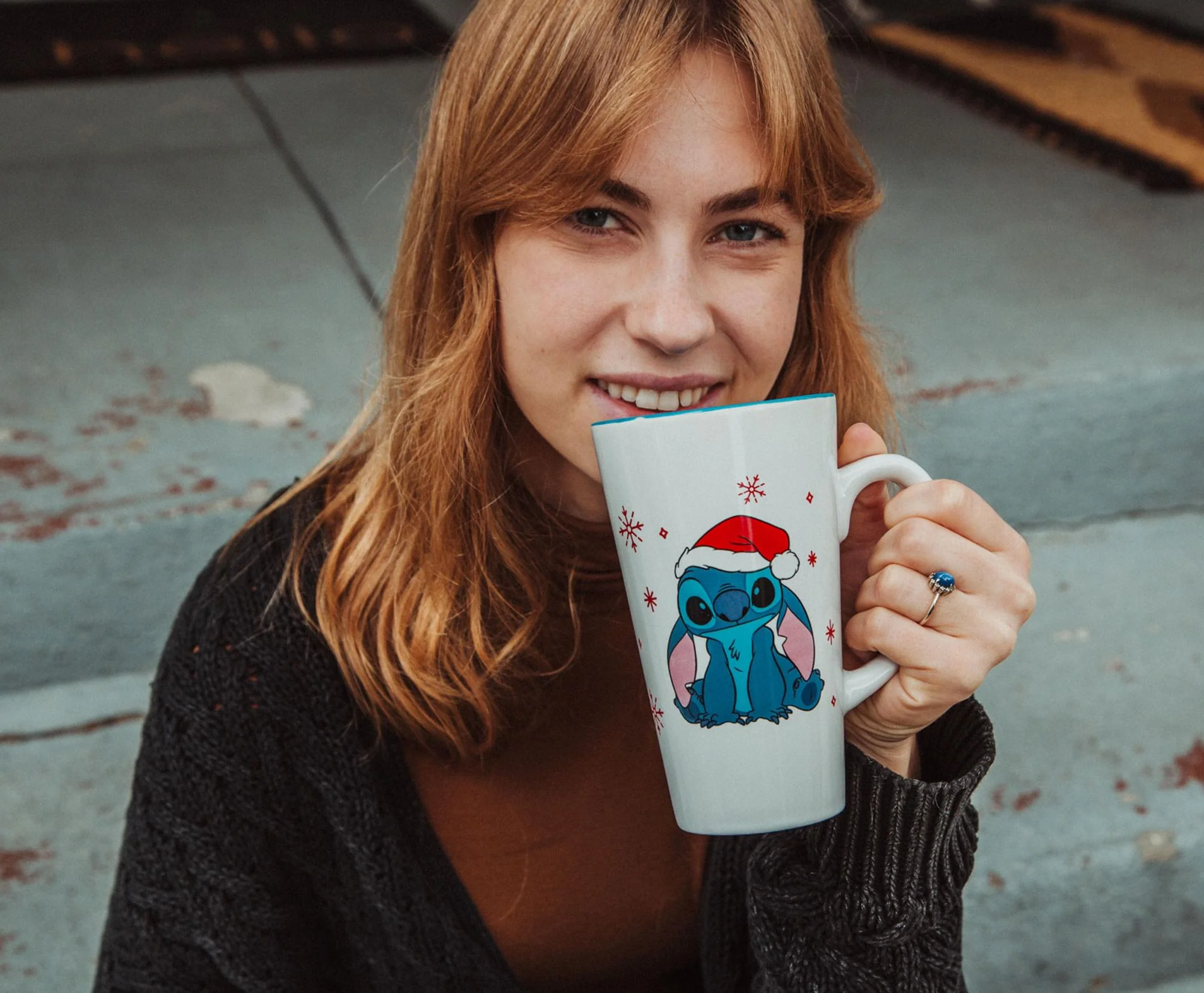 Disney Lilo & Stitch Santa Hat Ceramic Latte Mug | Holds 16 Ounces - Image 4