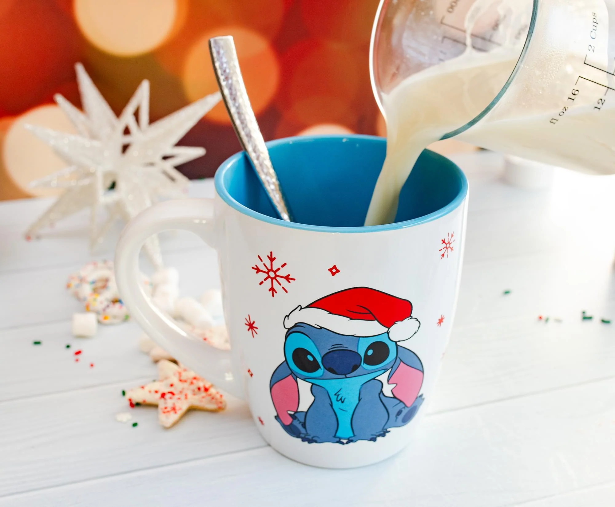 Disney Lilo & Stitch Santa Hat Jumbo Curved Ceramic Latte Mug | Holds 25 Ounces - Image 6