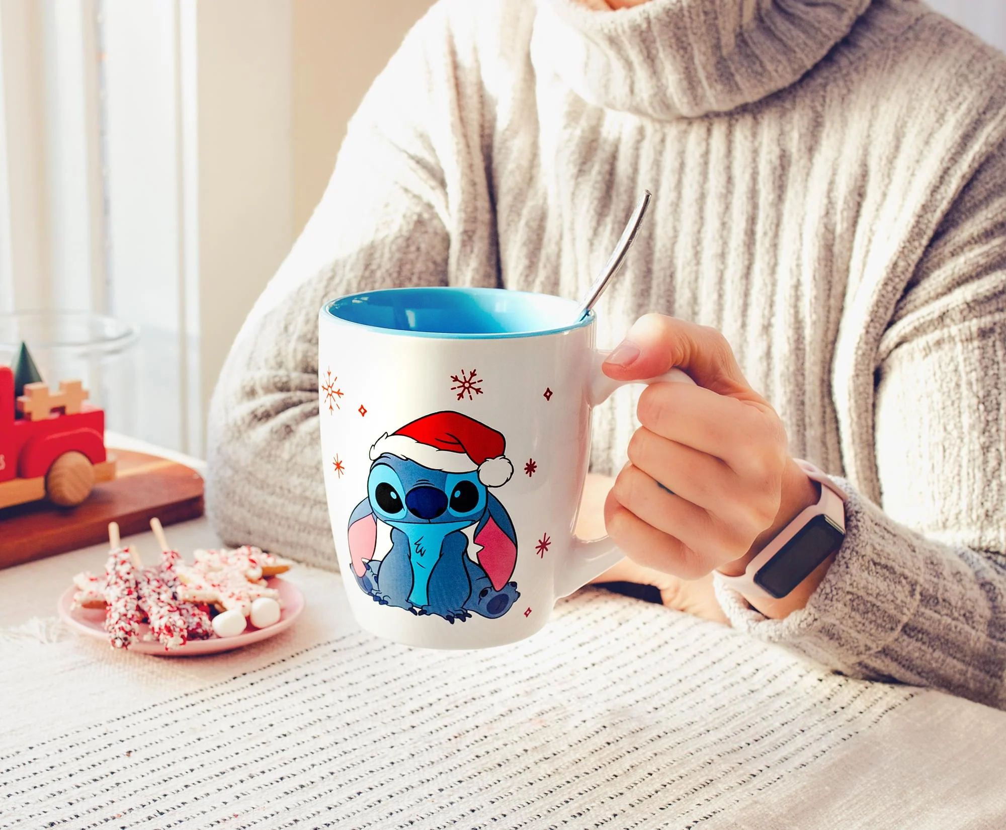 Disney Lilo & Stitch Santa Hat Jumbo Curved Ceramic Latte Mug | Holds 25 Ounces - Image 9