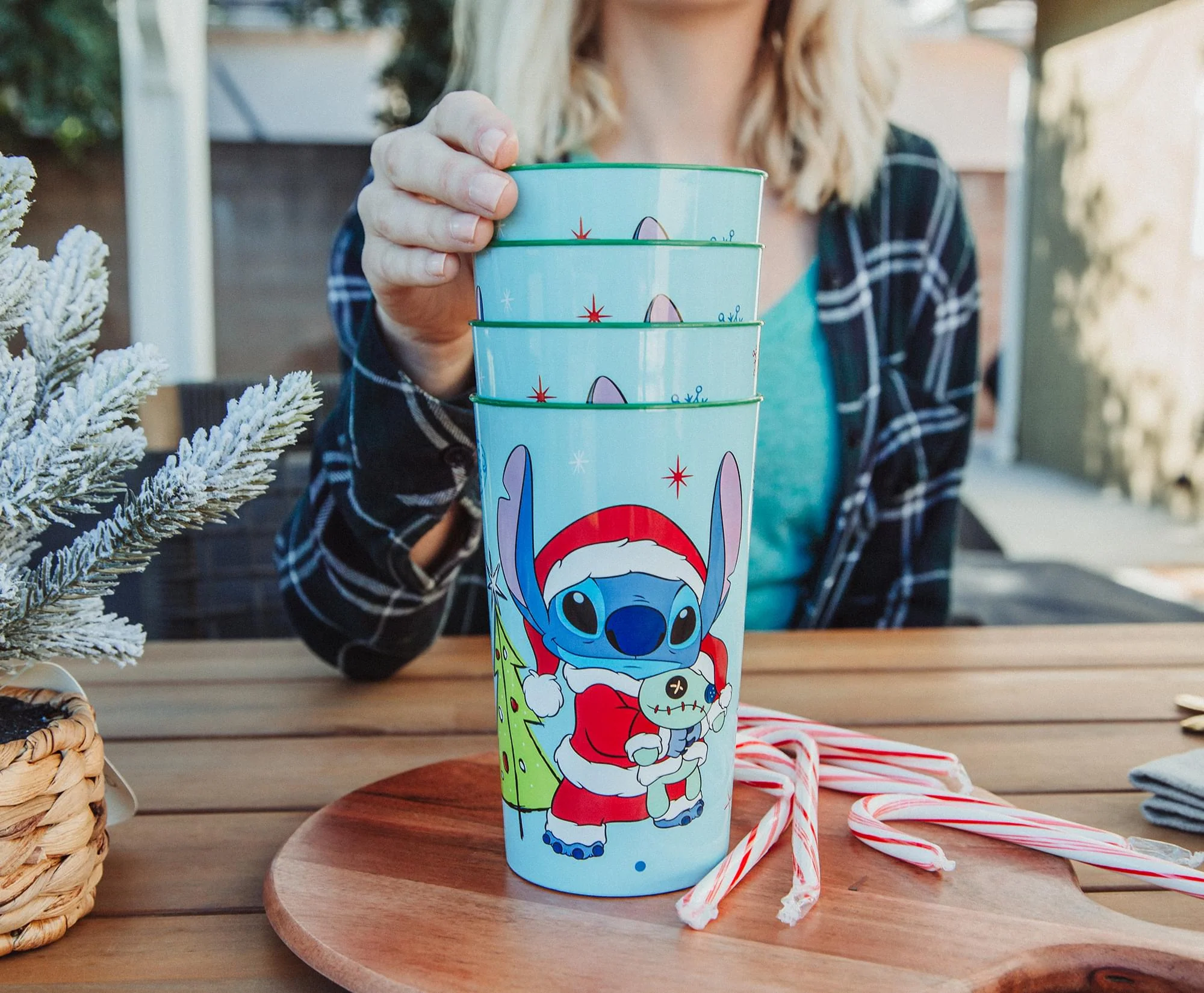 Disney Lilo & Stitch Santa Stitch 4-Piece Plastic Cup Set | Each Holds 22 Ounces - Image 7