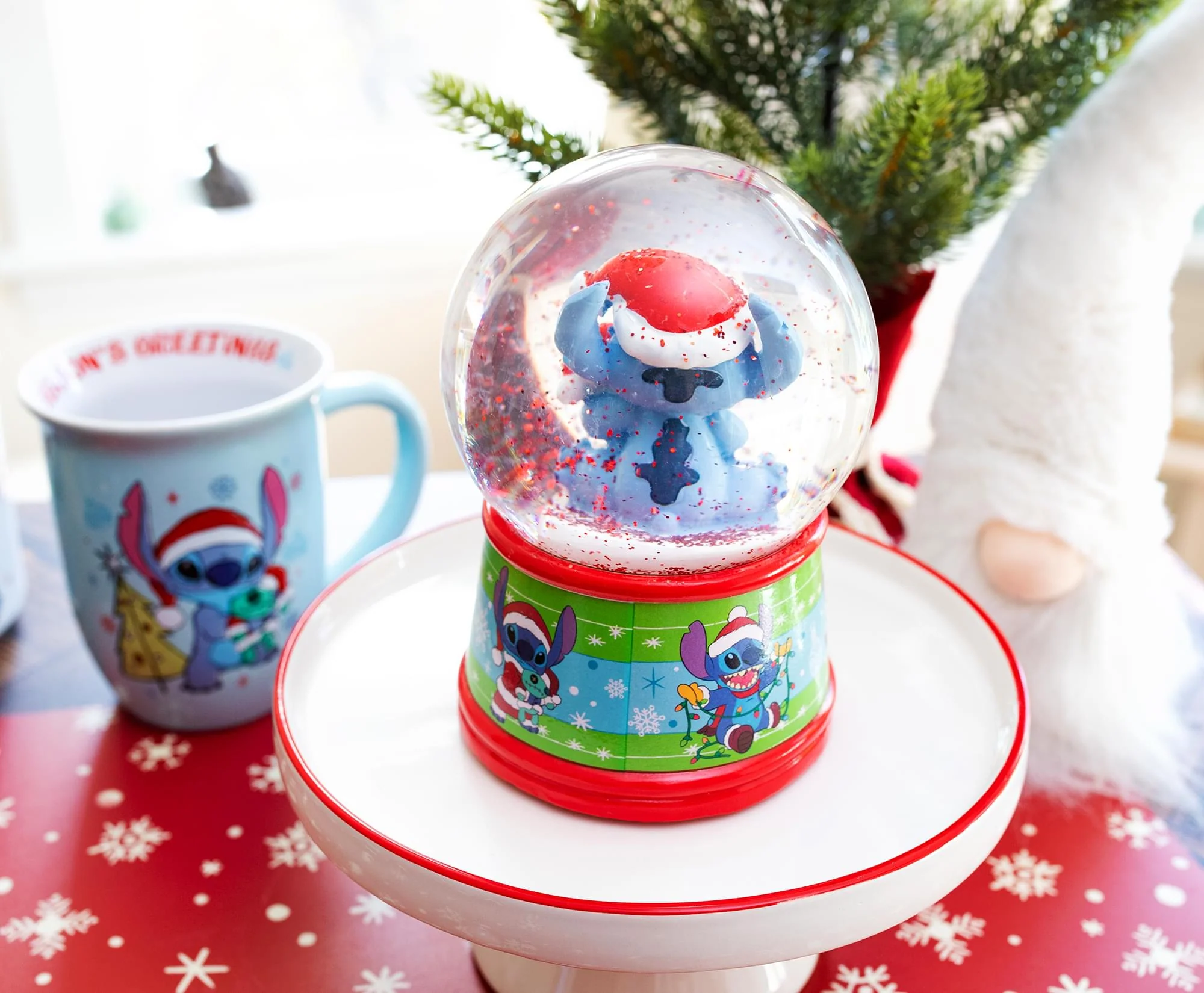Disney Lilo & Stitch "Season's Greetings" Light-Up Snow Globe | 6 Inches Tall - Image 6