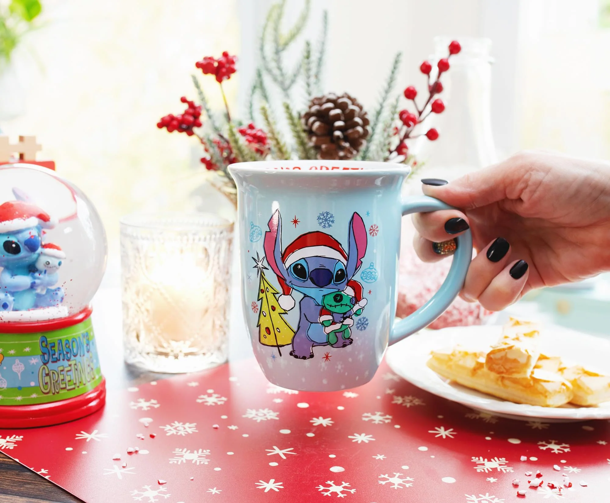 Disney Lilo & Stitch "Season's Greetings" Wide Rim Ceramic Mug | Holds 16 Ounces - Image 9