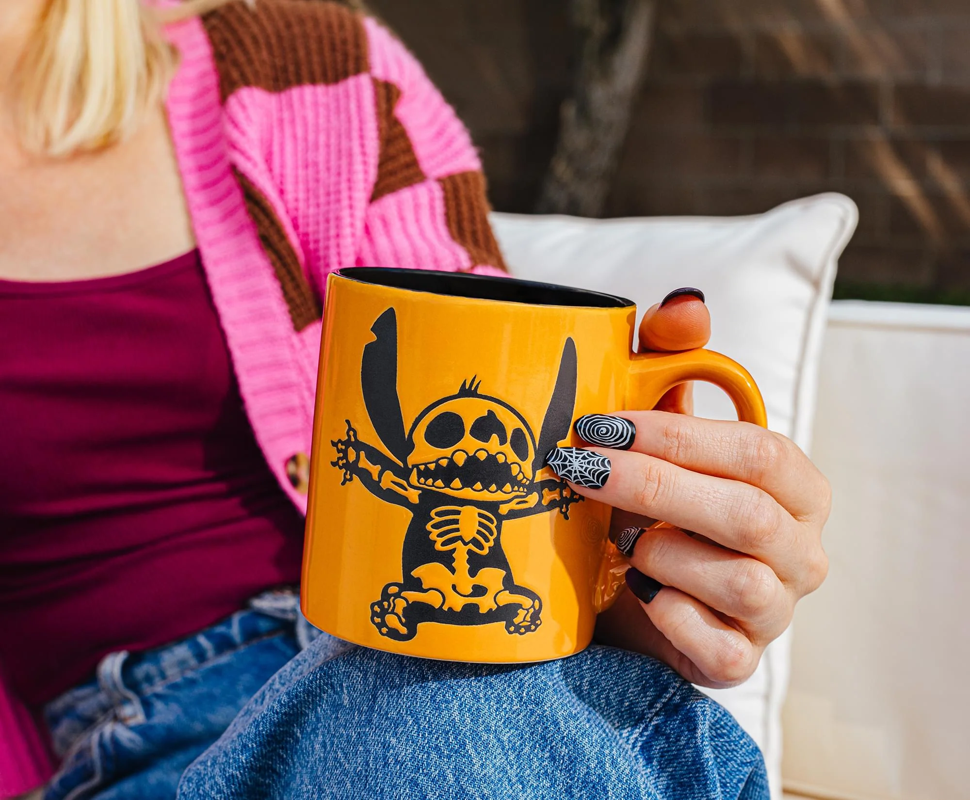 Disney Lilo & Stitch Skeleton Wax-Resist Ceramic Pottery Mug | 14 Ounces - Image 7