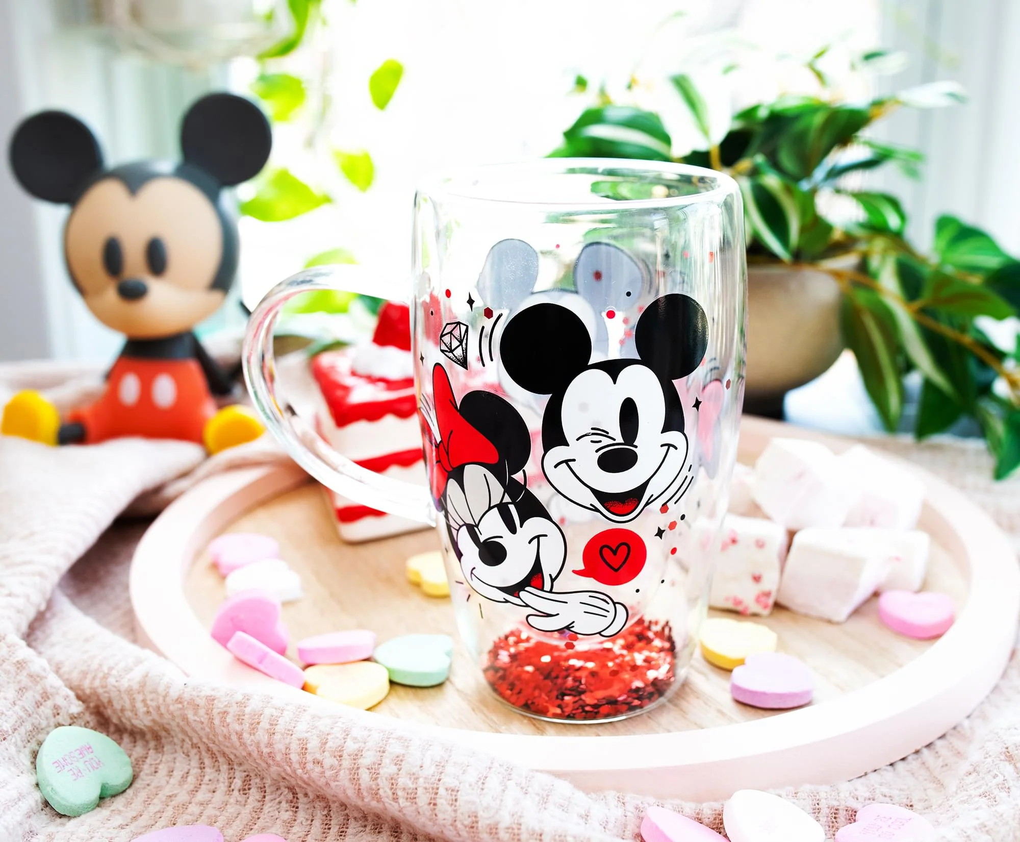 Disney Mickey and Minnie Hearts & Diamonds Confetti Glass Mug | Holds 15 Ounces - Image 4