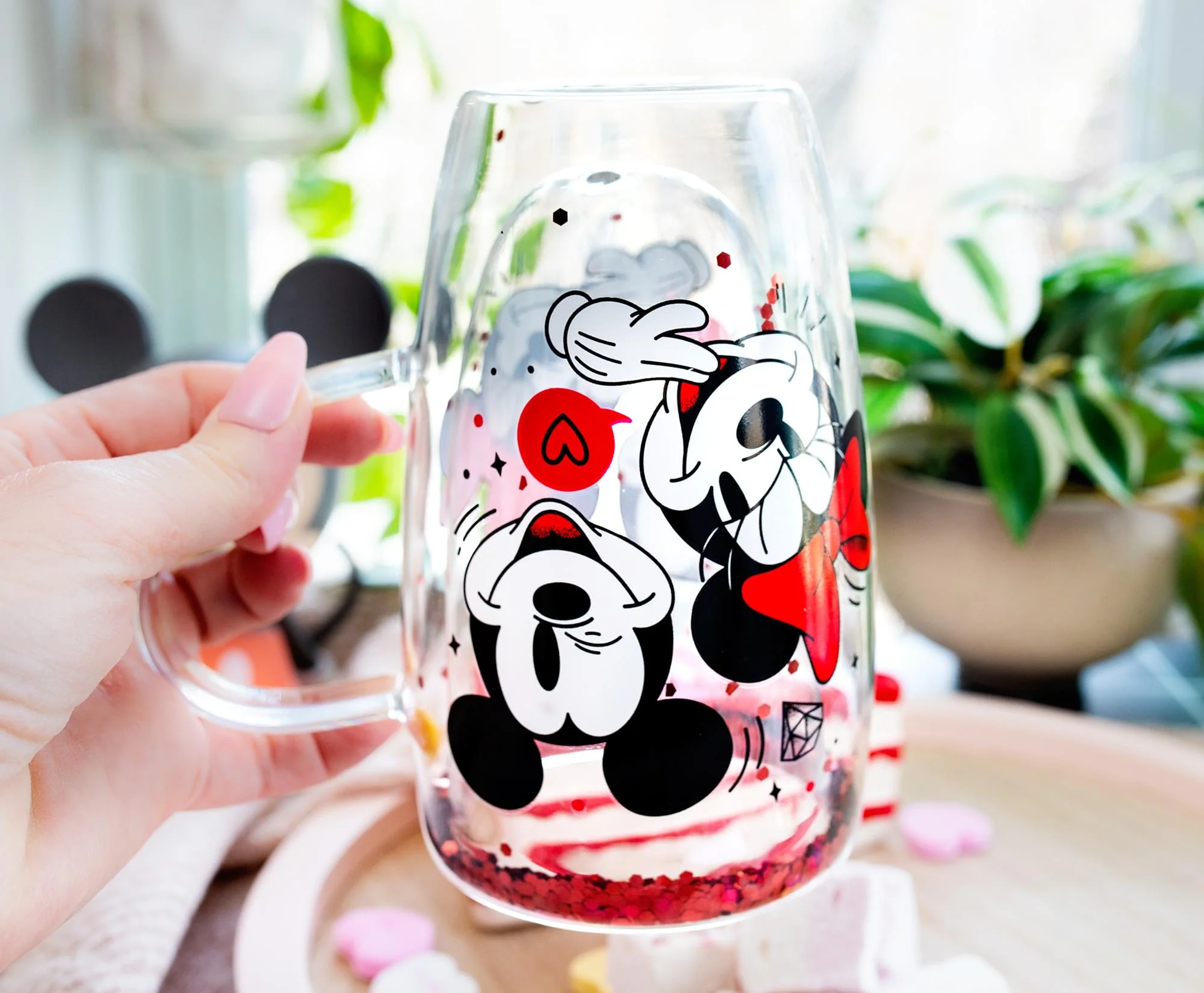 Disney Mickey and Minnie Hearts & Diamonds Confetti Glass Mug | Holds 15 Ounces - Image 7