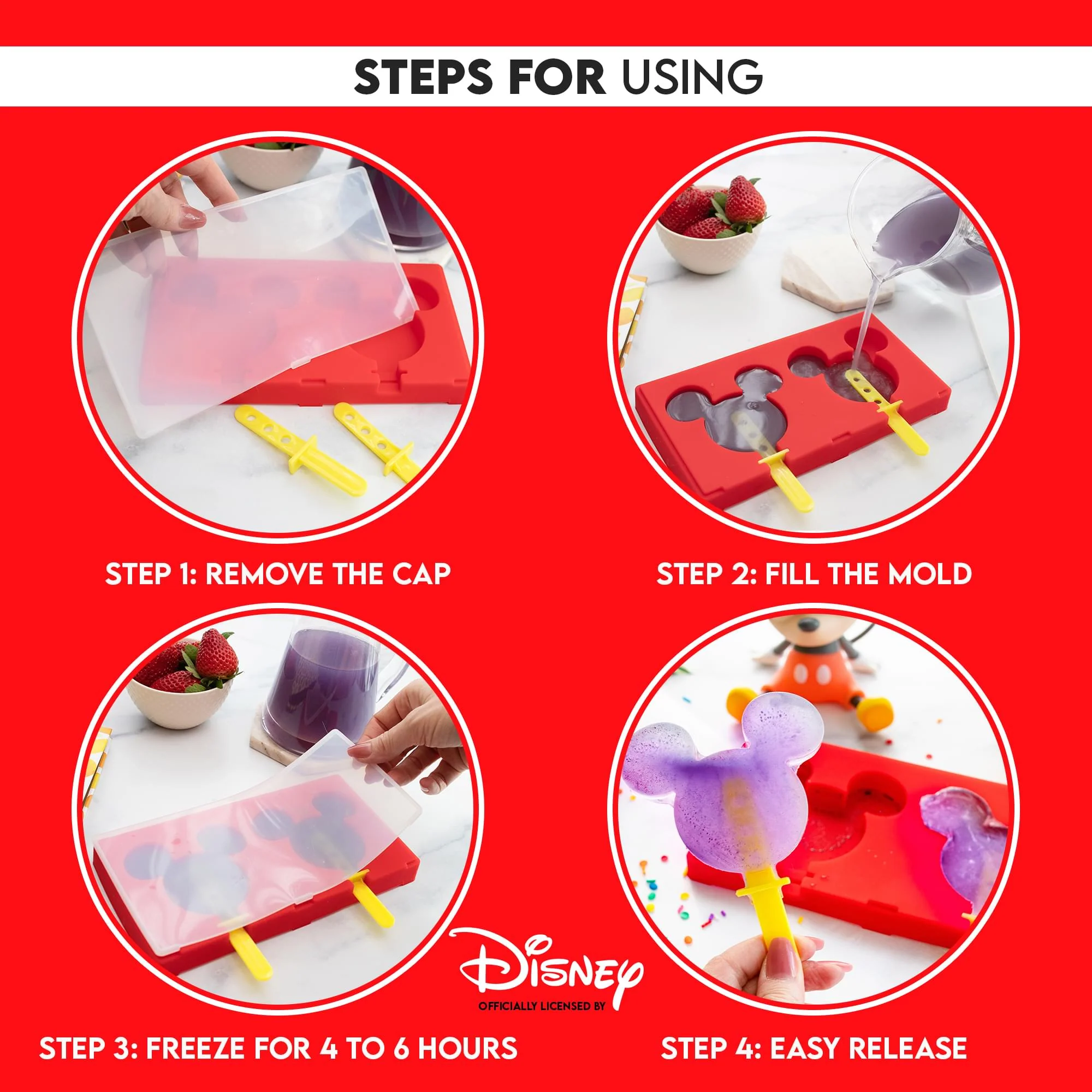 Disney Mickey Mouse 2-Piece Silicone Popsicle Mold Maker Set - Image 4