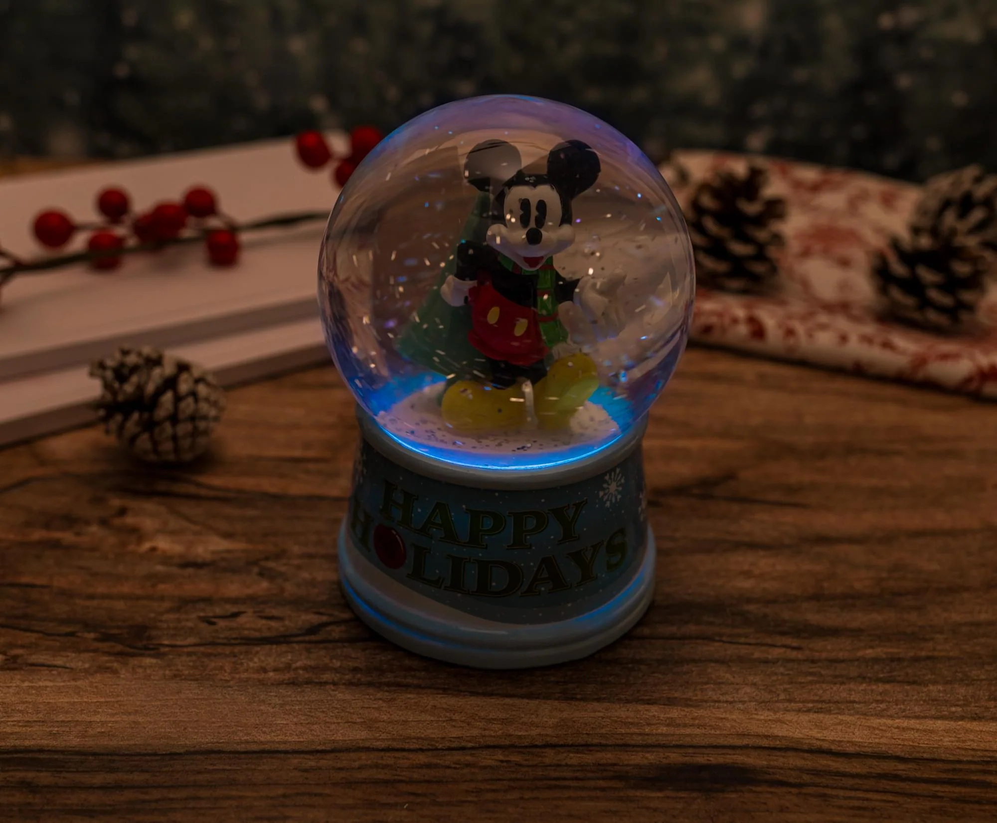 Disney Mickey Mouse "Happy Holidays" Light-Up Snow Globe | 6 Inches Tall - Image 7