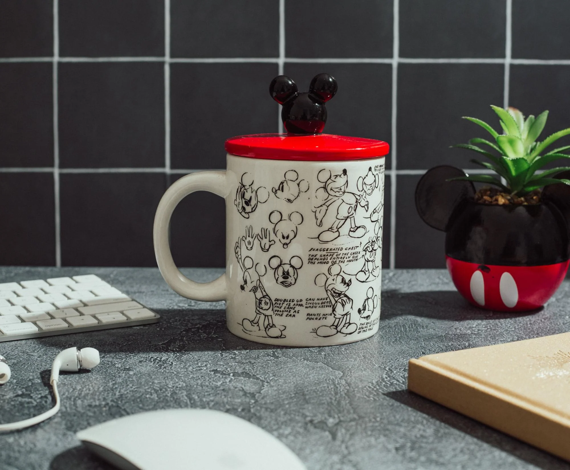 Disney Mickey Mouse Sketchbook Ceramic Mug With Lid | Holds 18 Ounces - Image 6