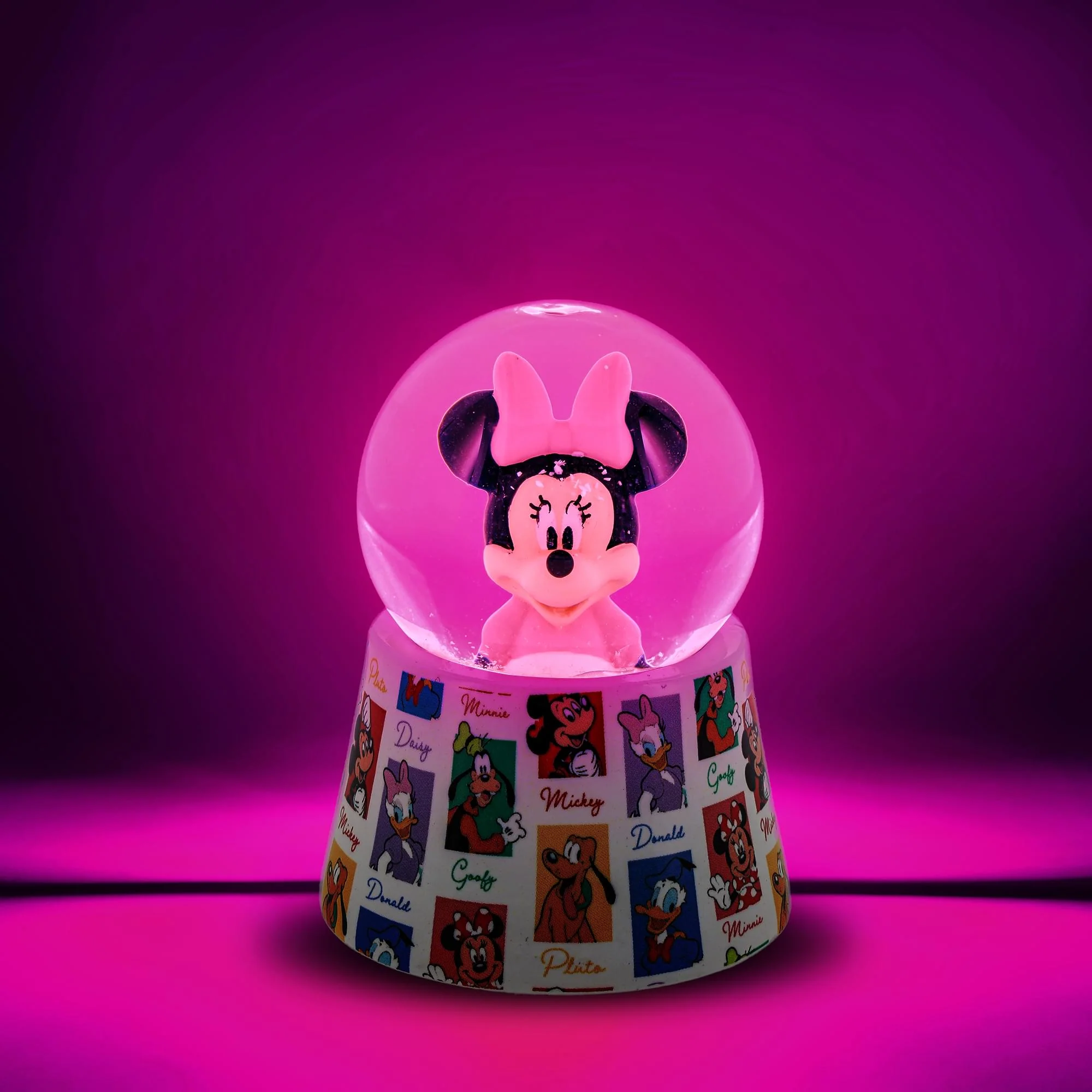 Disney Minnie Mouse Pink 3-Inch Mini Light-Up Snow Globe - Image 2