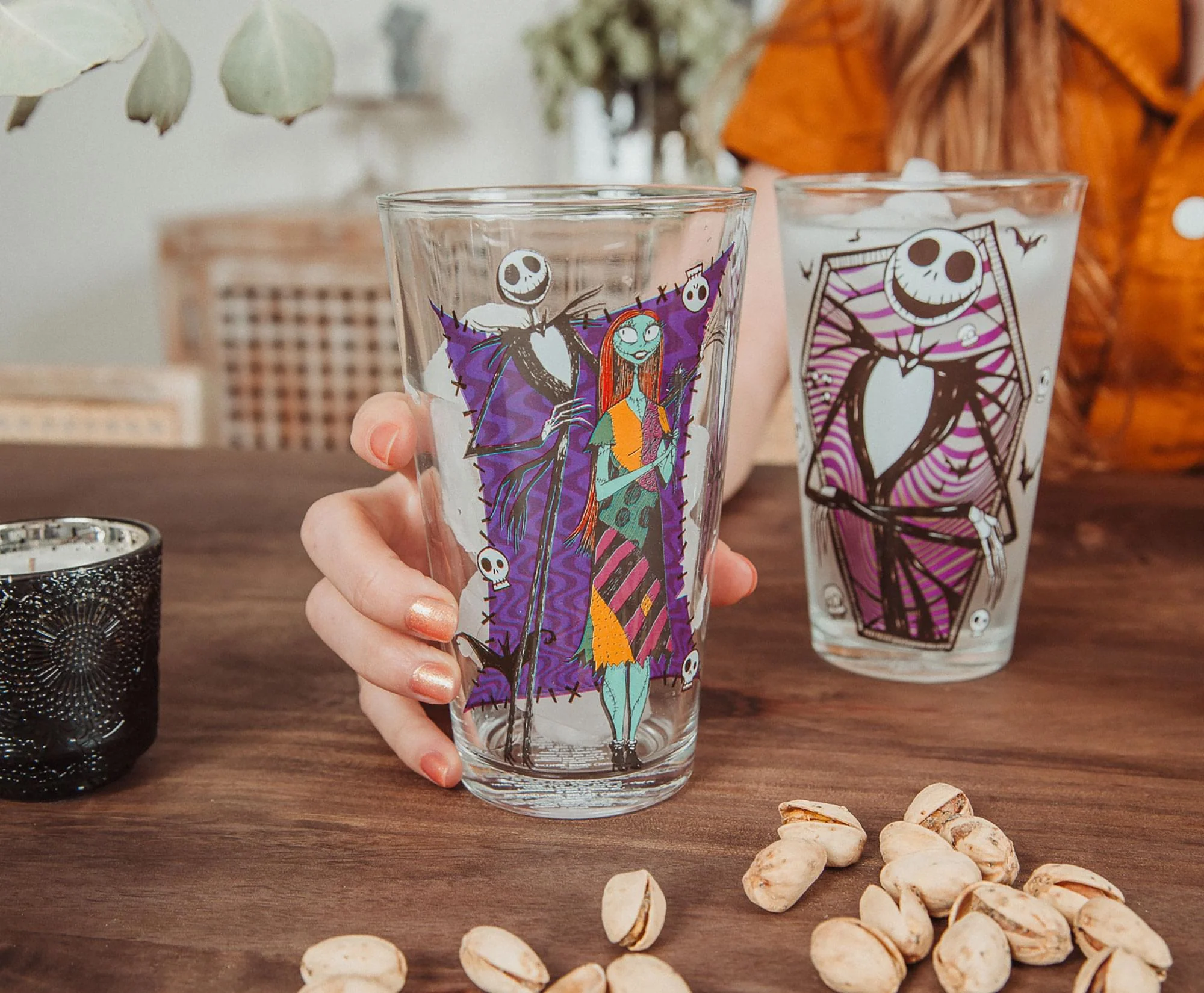 Disney Nightmare Before Christmas Jack & Sally 16-Ounce Pint Glasses | Set of 4 - Image 6