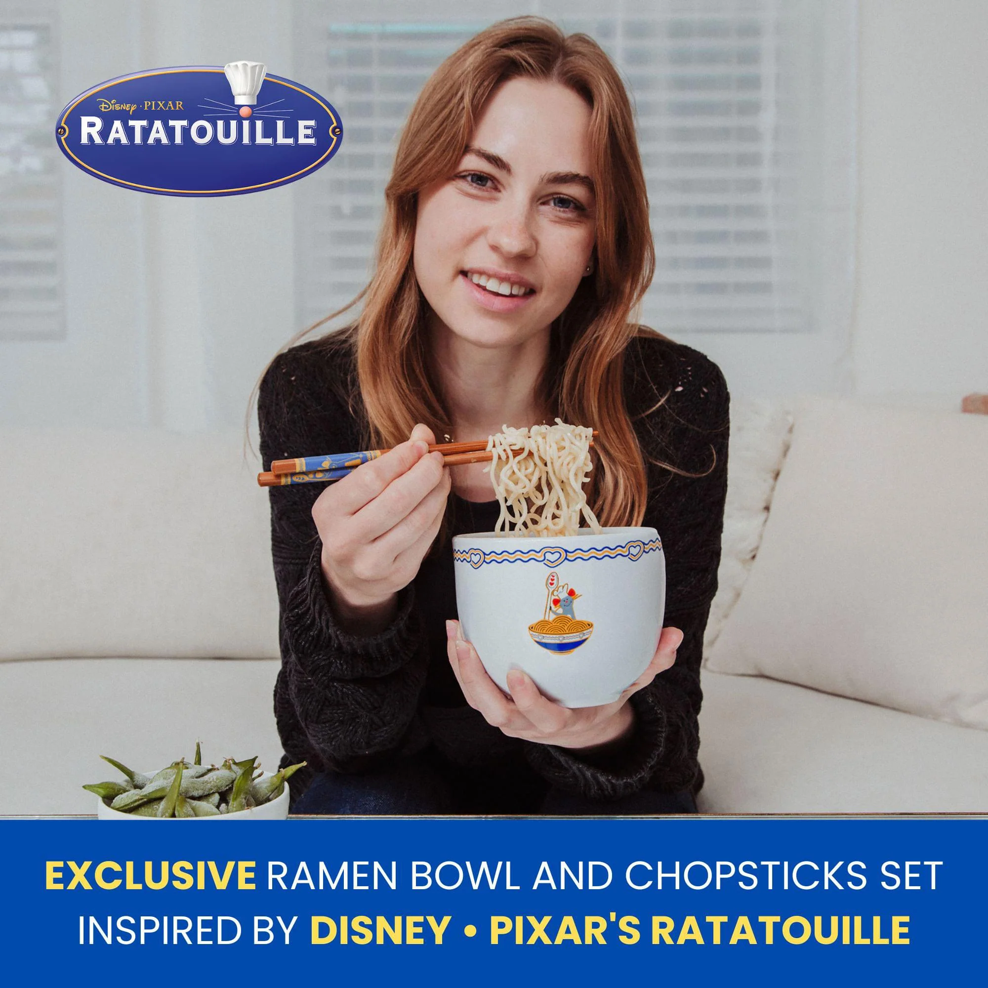 Disney Pixar Ratatouille 20-Ounce Ceramic Ramen Bowl and Chopstick Set - Image 3