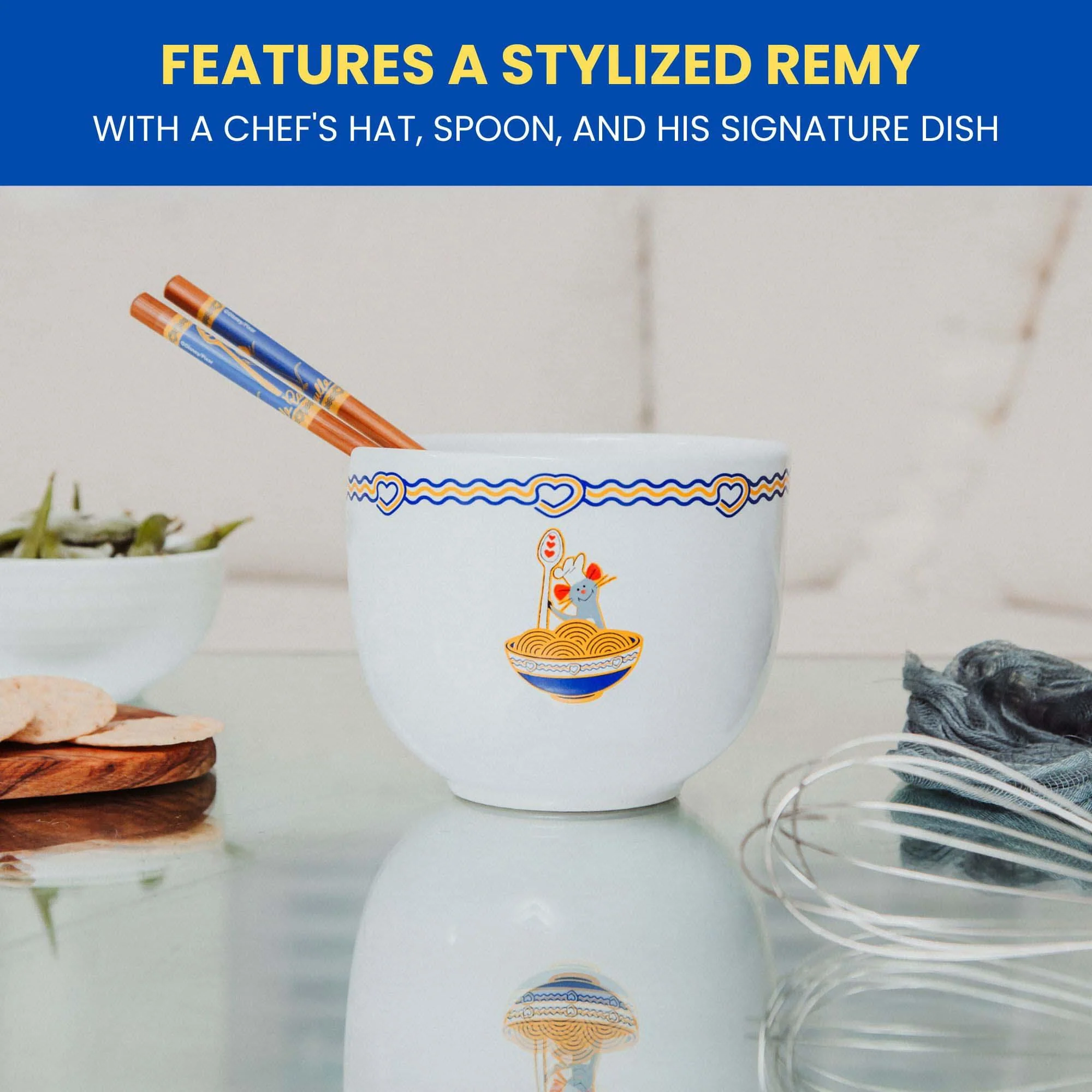 Disney Pixar Ratatouille 20-Ounce Ceramic Ramen Bowl and Chopstick Set - Image 4