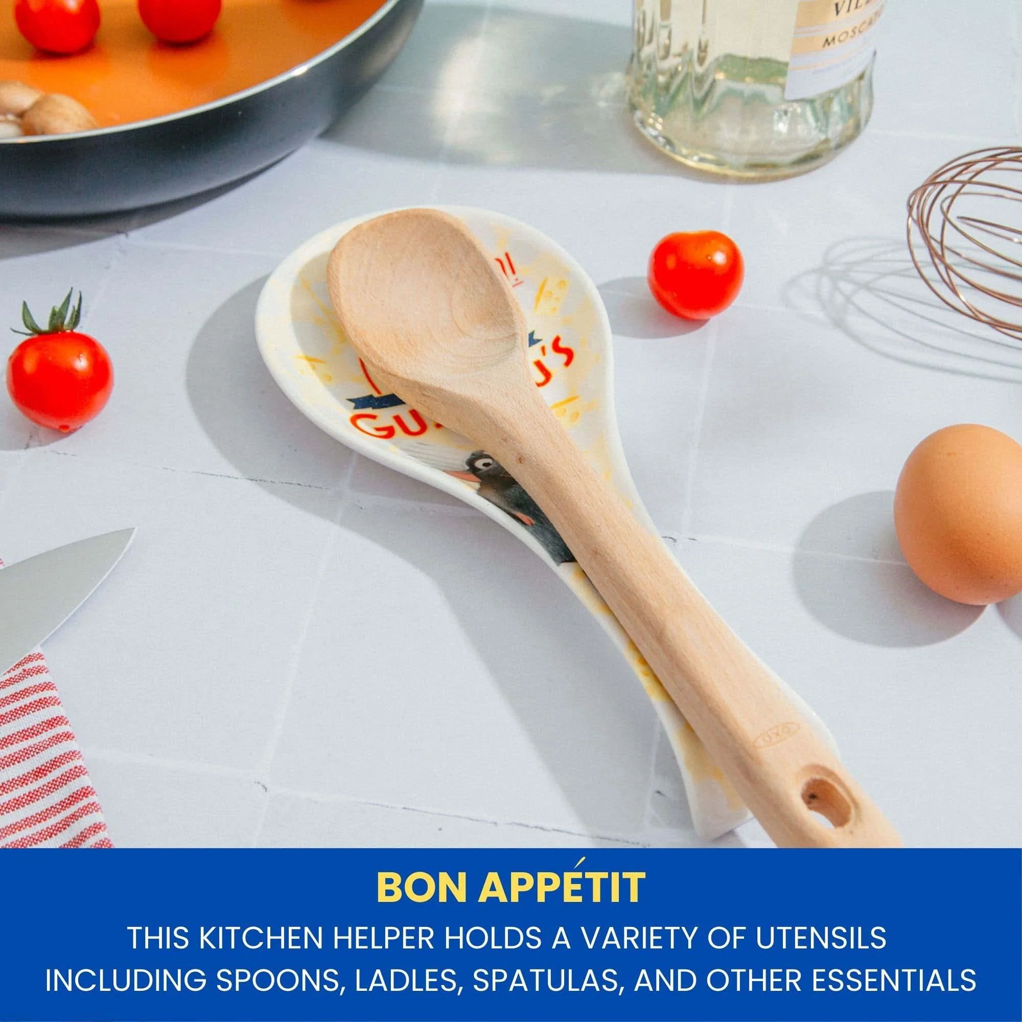 Disney Pixar Ratatouille Icon Collage "Bon Appetit" Ceramic Spoon Rest Holder - Image 4