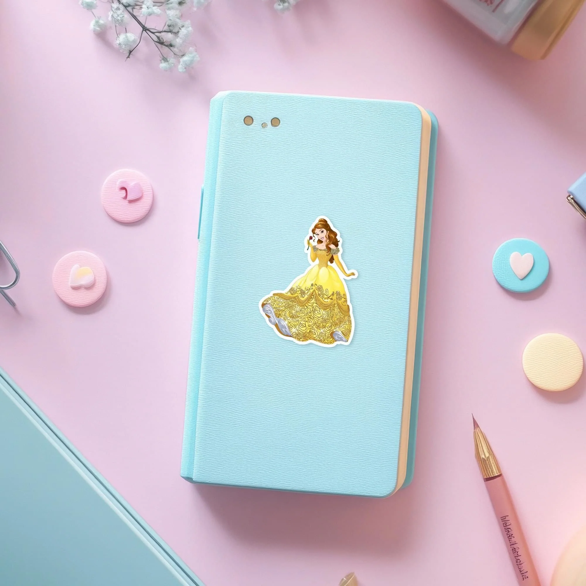 Disney Princess Belle 4 x 8 Inch Glitter Decal - Image 3