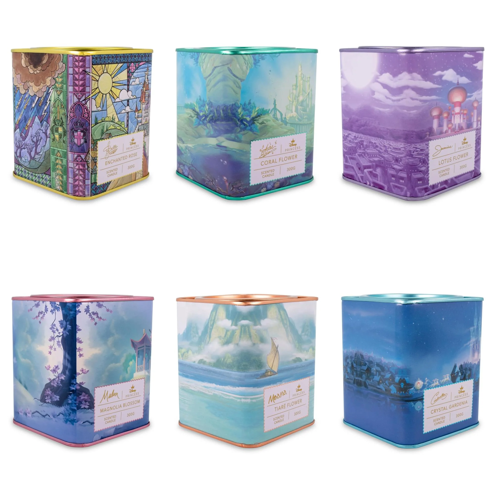 Disney Princess Home Collection 10.5oz Tea Tin Candle Set of 6 - Image 2