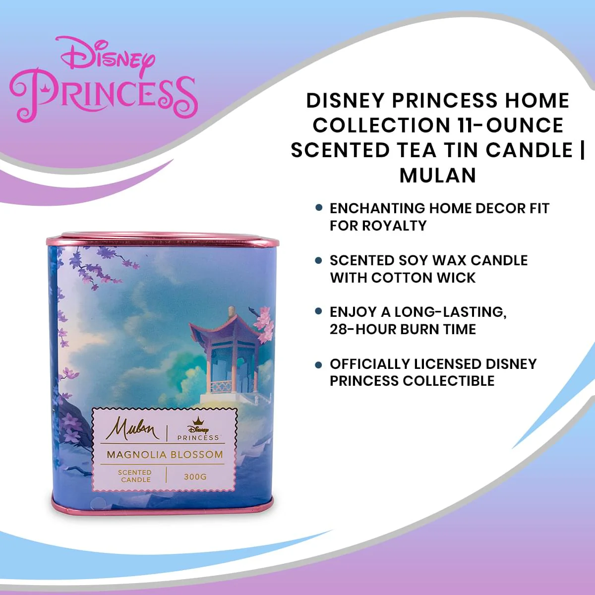Disney Princess Home Collection 11-Ounce Scented Tea Tin Candle | Mulan - Image 7