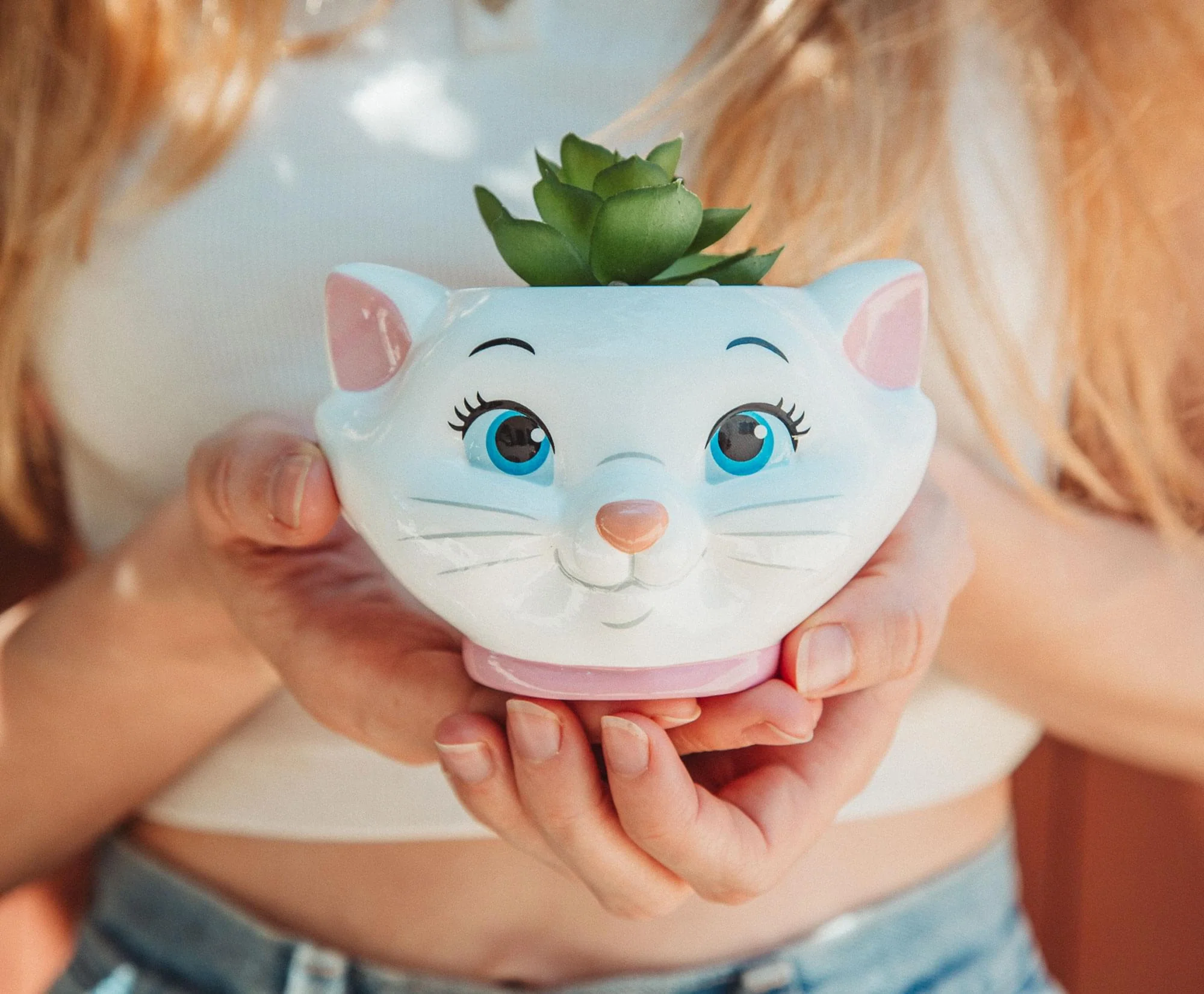 Disney The Aristocats Marie 4-Inch Mini Planter With Artificial Succulent - Image 4