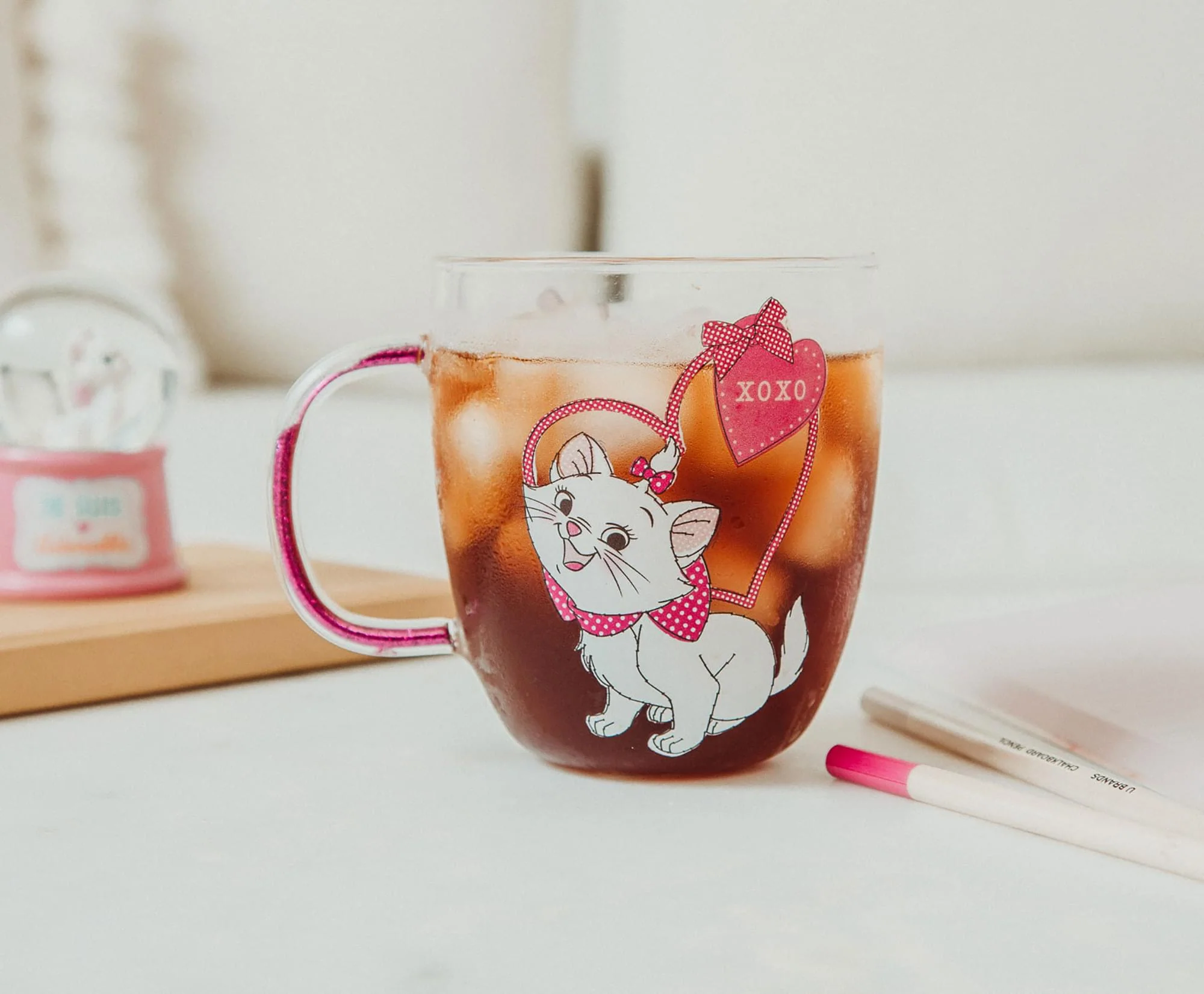 Disney The Aristocats Marie "XOXO" Glitter Handle Glass Mug | Holds 14 Ounces - Image 4