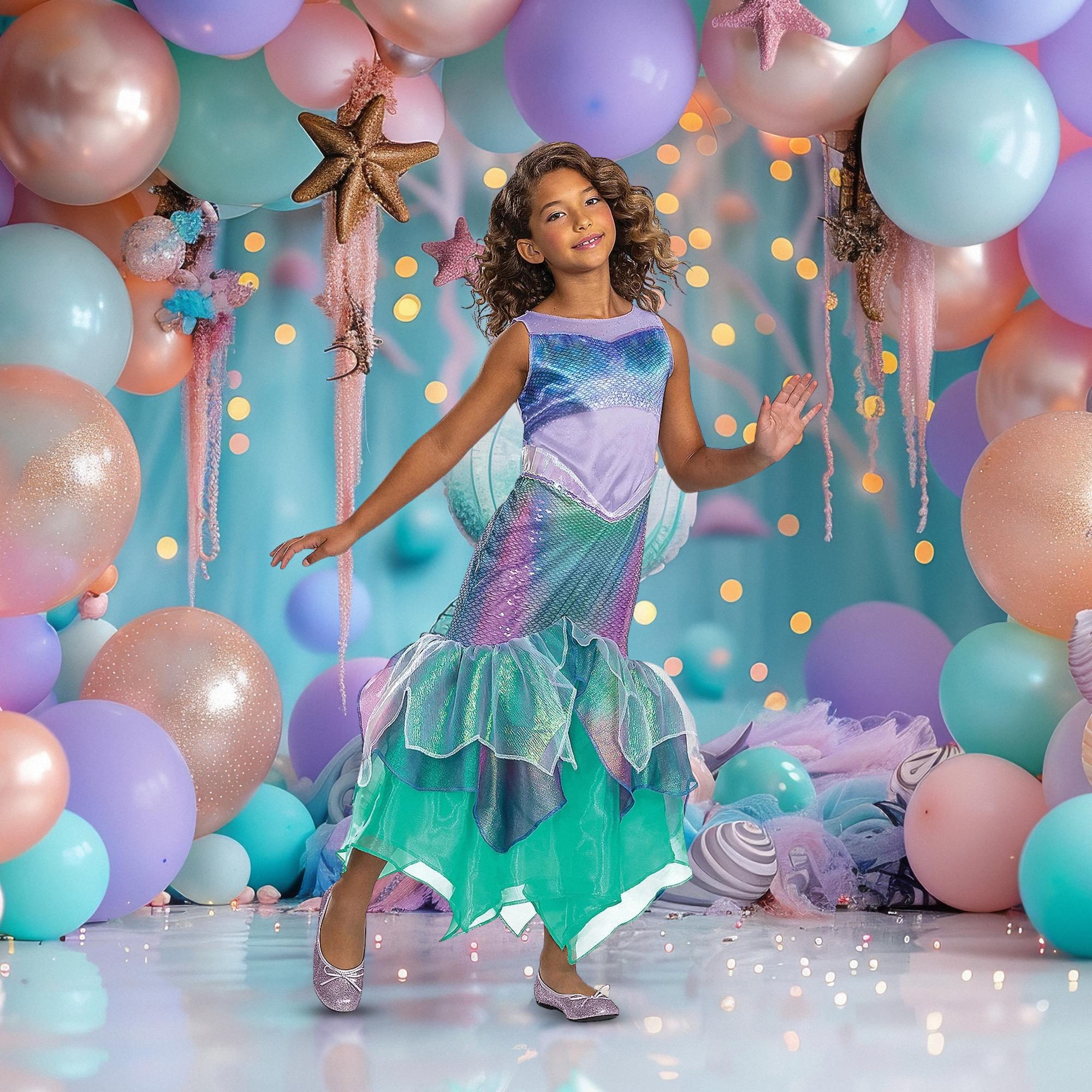 Disney The Little Mermaid Movie Ariel Mermaid Deluxe Girls Costume - Image 5