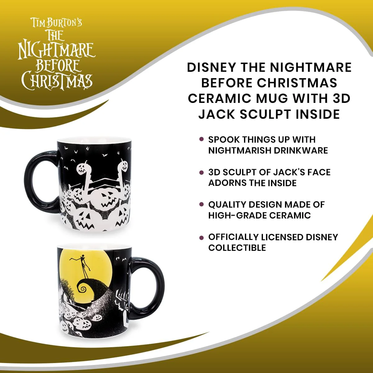 Disney The Nightmare Before Christmas Ceramic Mug With 3D Jack Sculpt Inside - Image 7