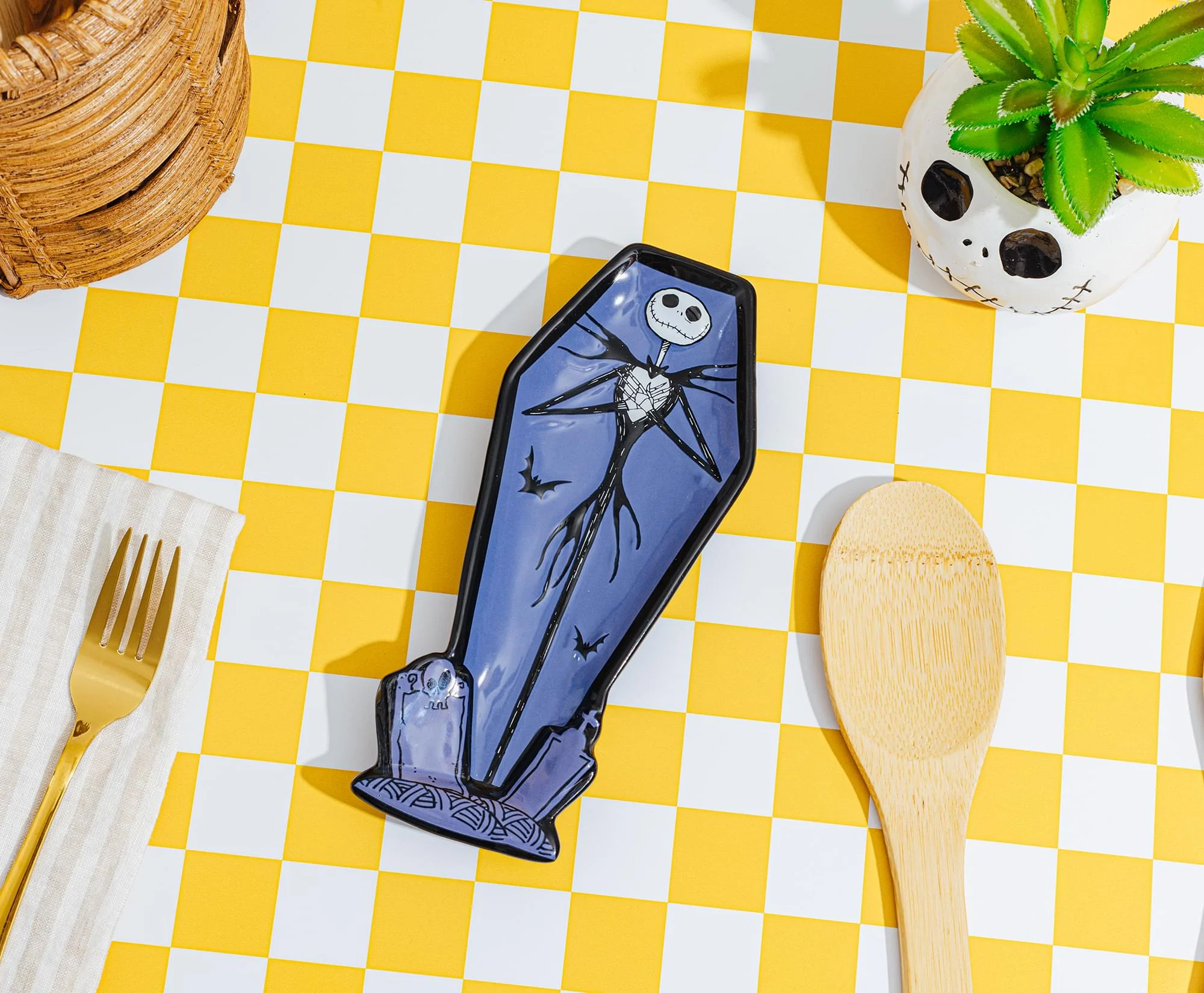 Disney The Nightmare Before Christmas Jack Coffin Sculpted Ceramic Spoon Rest - Image 3