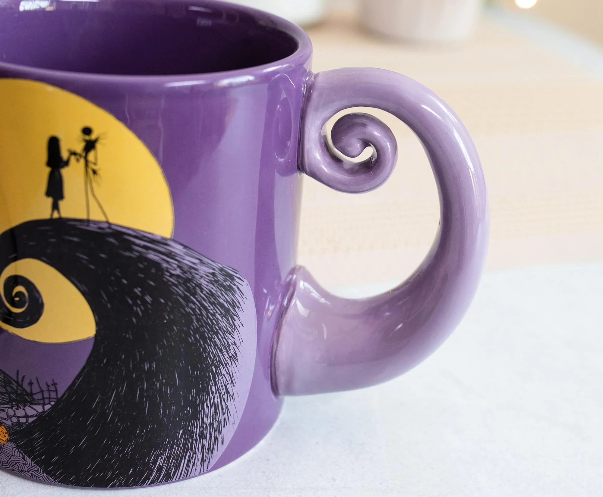 Disney The Nightmare Before Christmas Jack & Sally Spiral Handle Ceramic Mug - Image 5