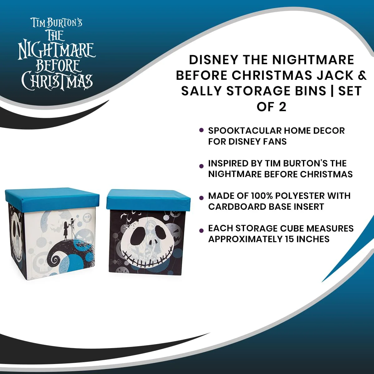 Disney The Nightmare Before Christmas Jack & Sally Storage Bins | Set of 2 - Image 7