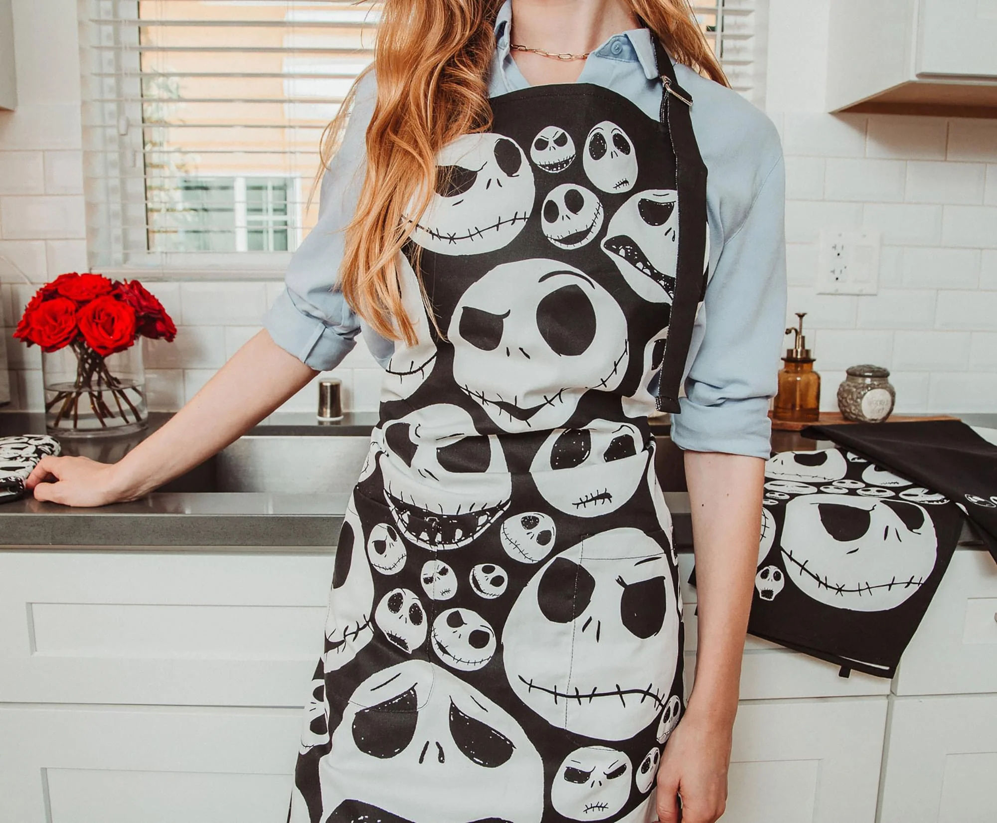Disney The Nightmare Before Christmas Jack Skellington Faces Cooking Apron - Image 2