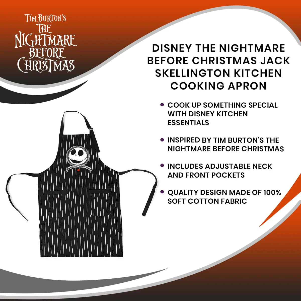 Disney The Nightmare Before Christmas Jack Skellington Kitchen Cooking Apron - Image 7