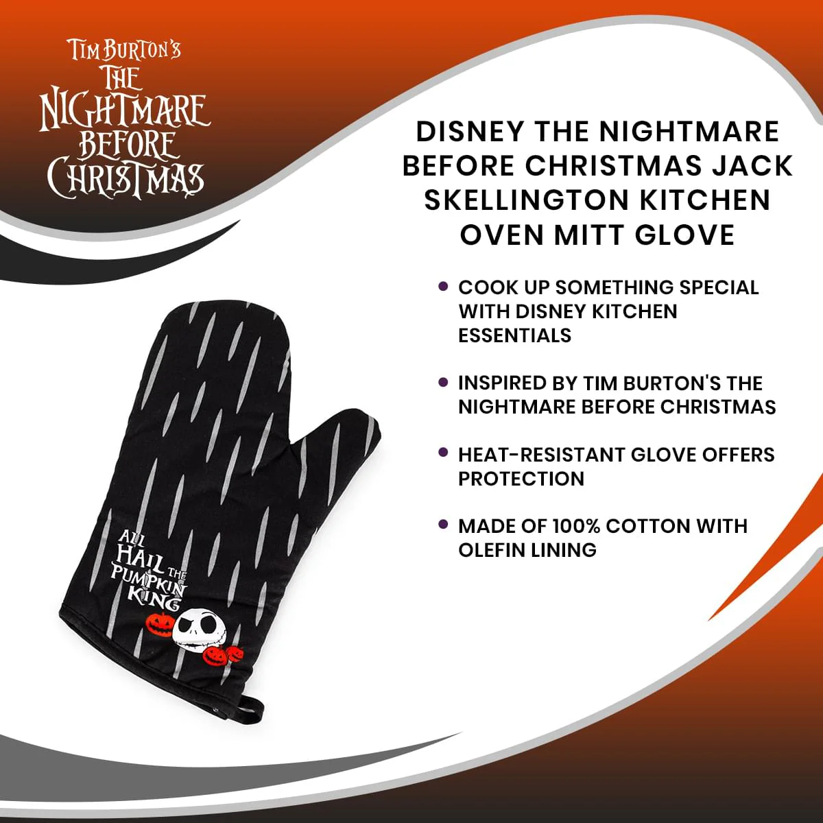 Disney The Nightmare Before Christmas Jack Skellington Kitchen Oven Mitt Glove - Image 7